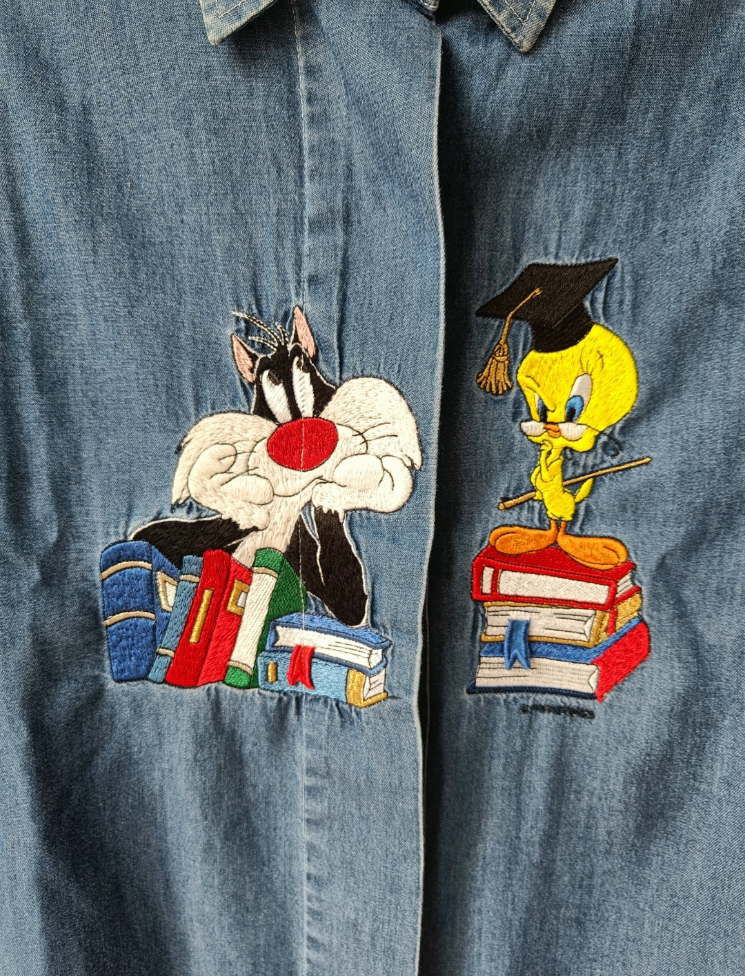 Camicia in denim con ricamo Looney Tunes