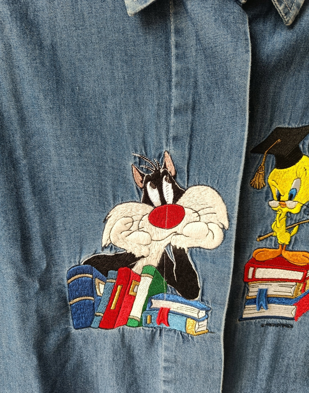 Camicia in denim con ricamo Looney Tunes