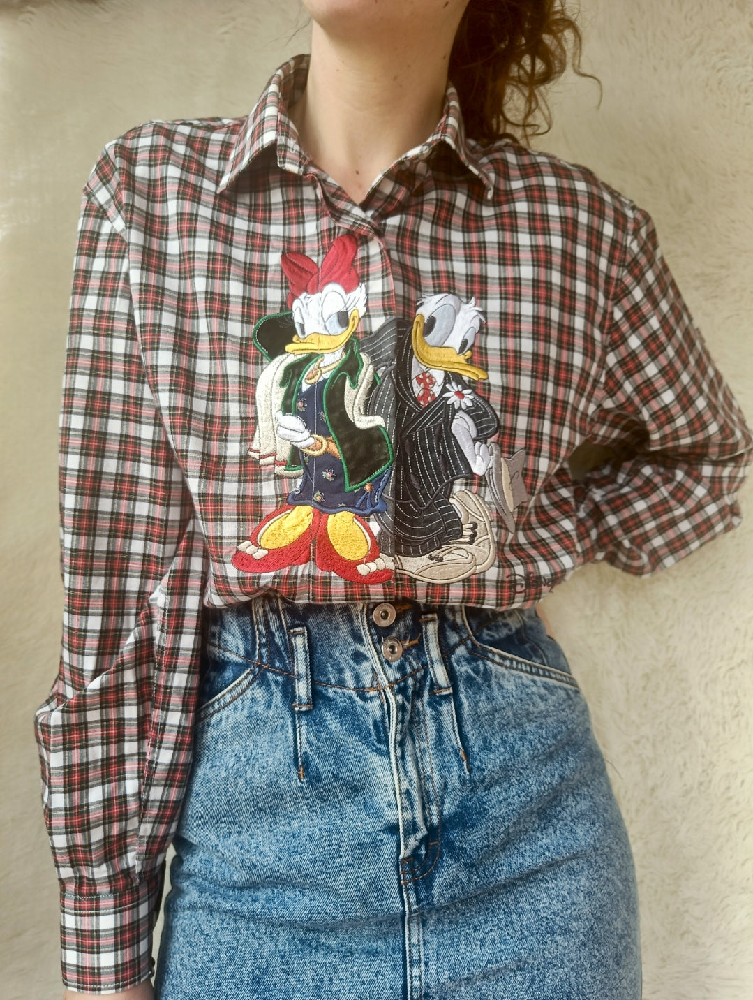 Camicia a quadri con ricamo Donald & Daisy in cotone