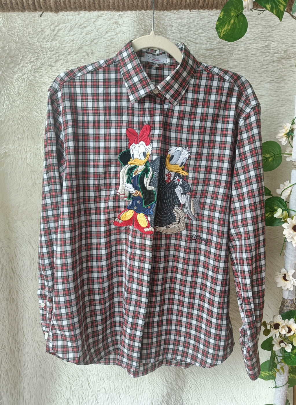 Camicia a quadri con ricamo Donald & Daisy in cotone