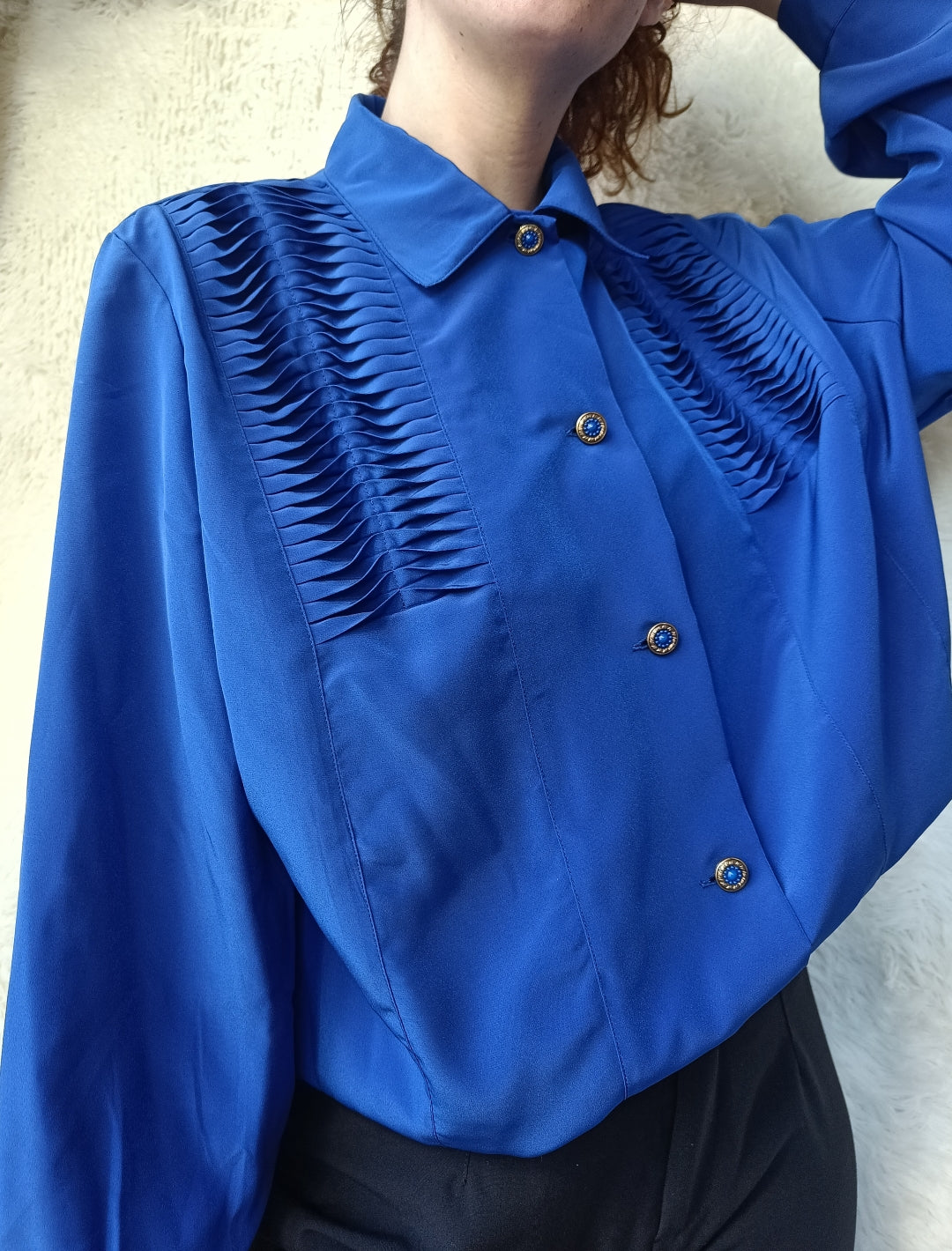 Camicia blu plissé