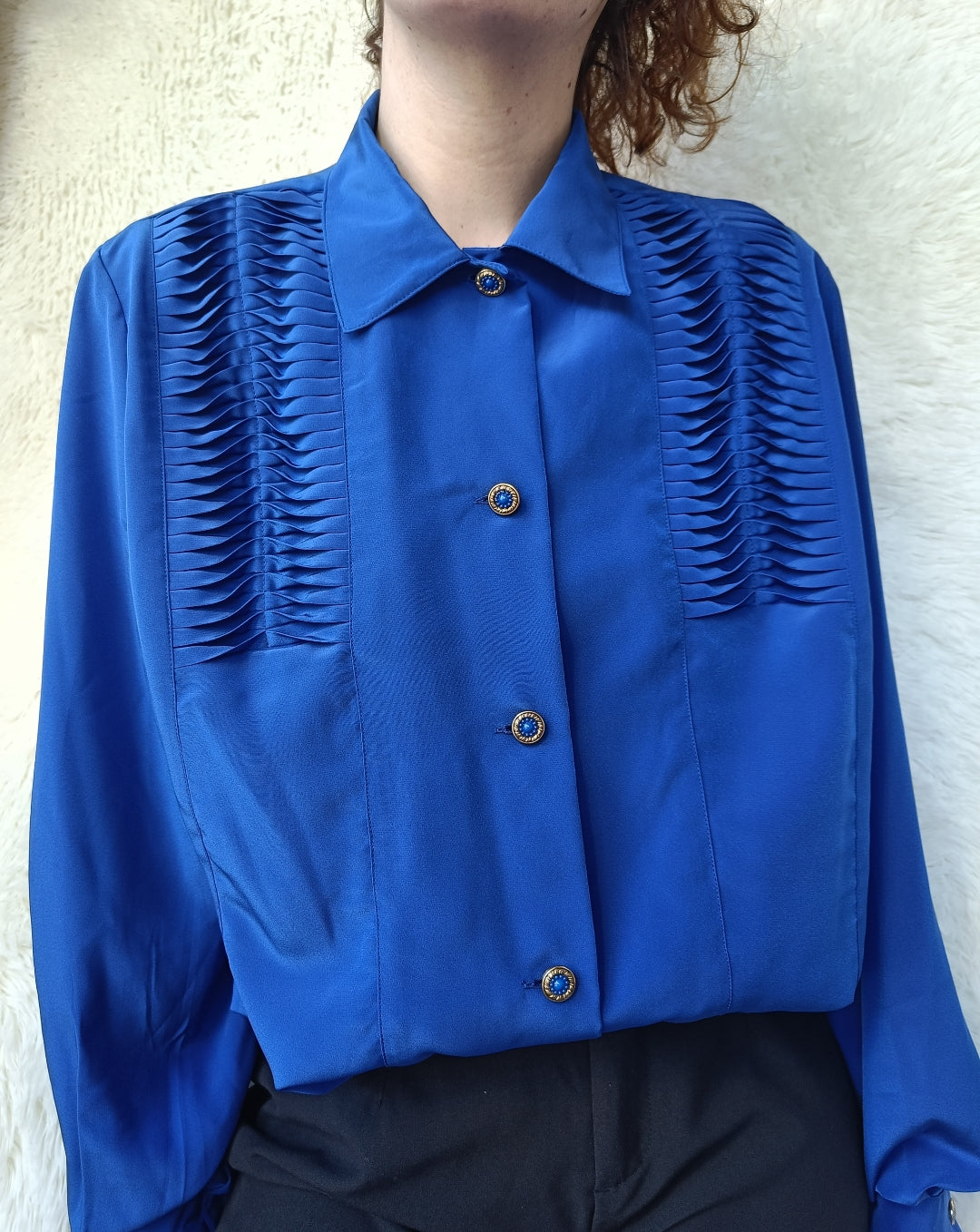 Camicia blu plissé