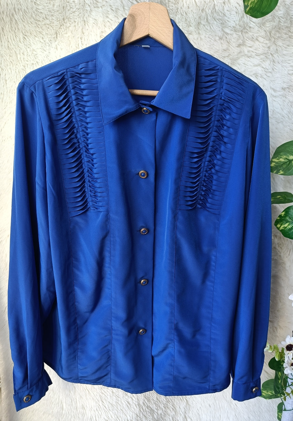 Camicia blu plissé