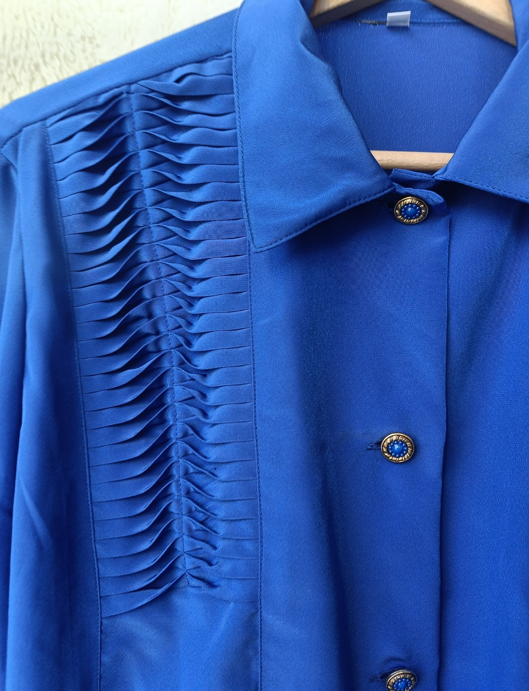 Camicia blu plissé