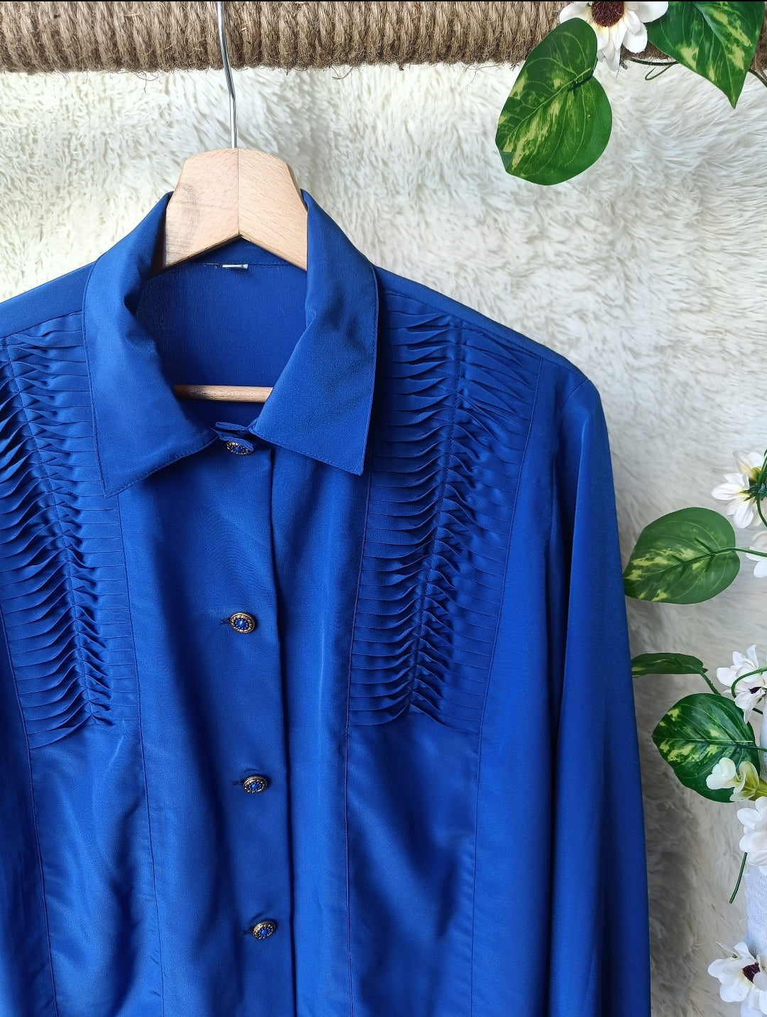 Camicia blu plissé