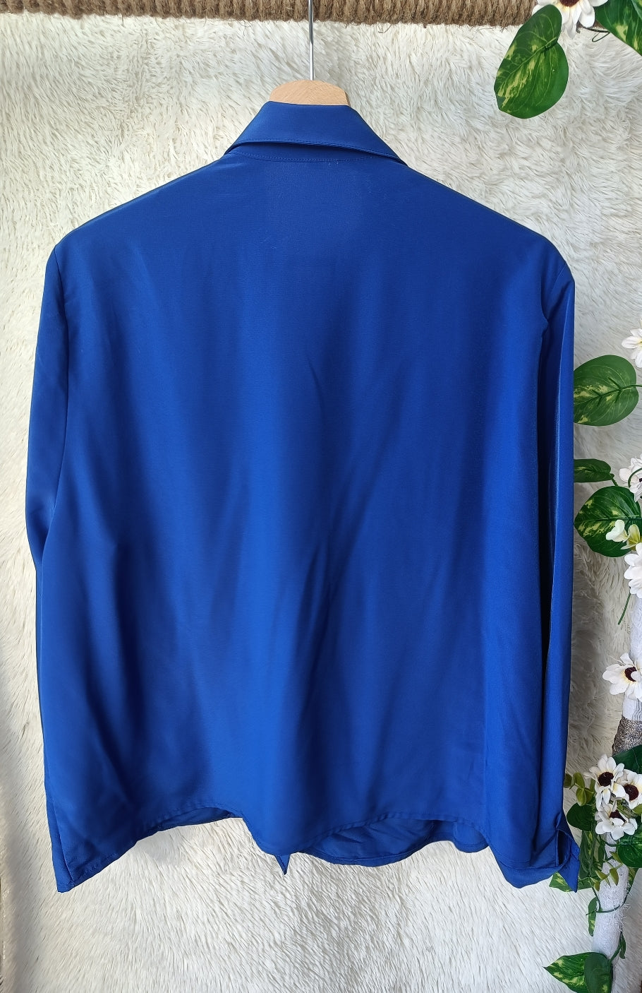 Camicia blu plissé