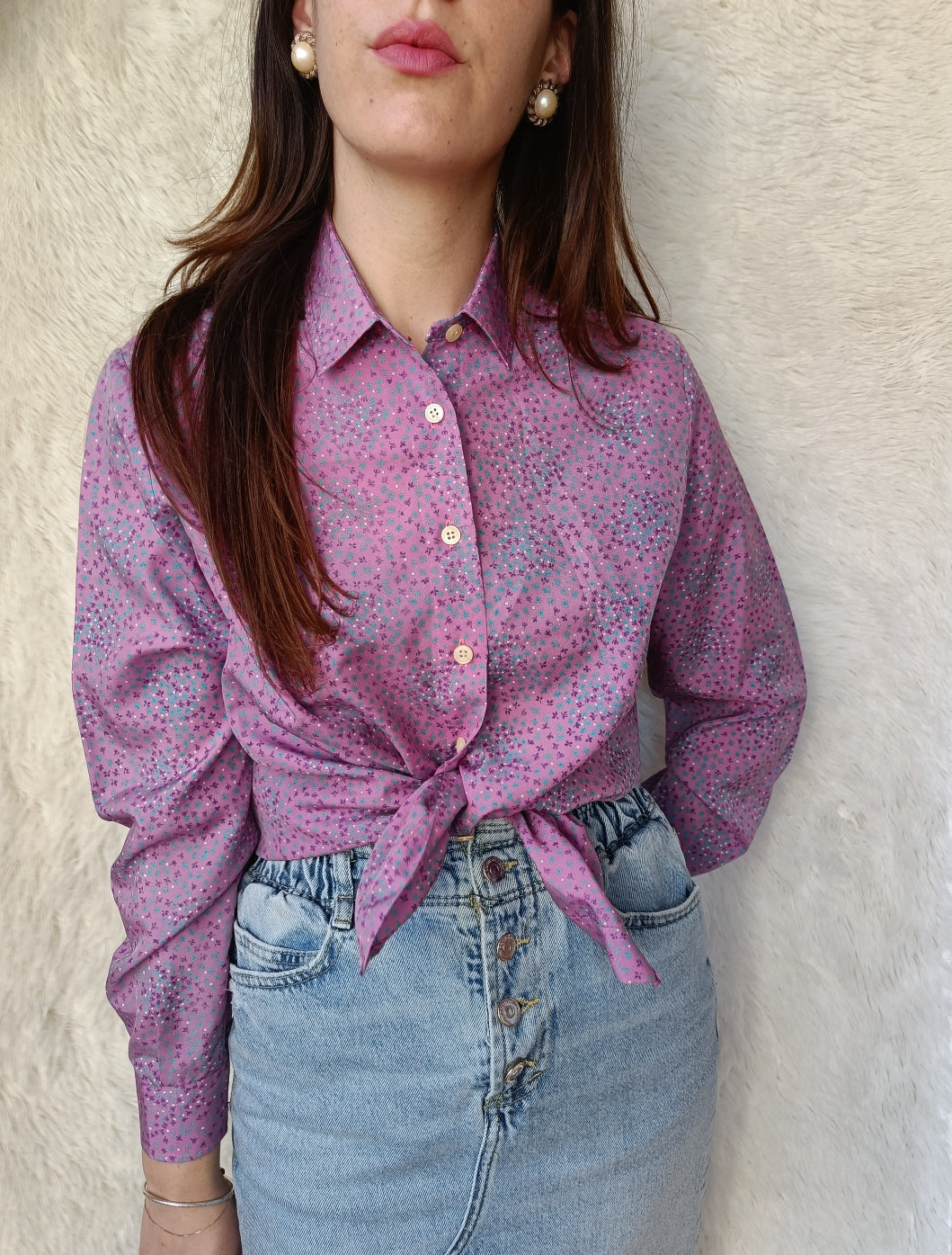 Camicia lilla fiorellini