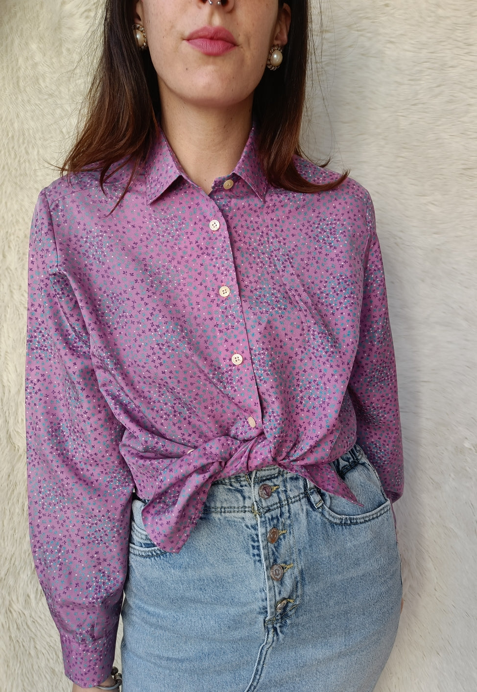 Camicia lilla fiorellini