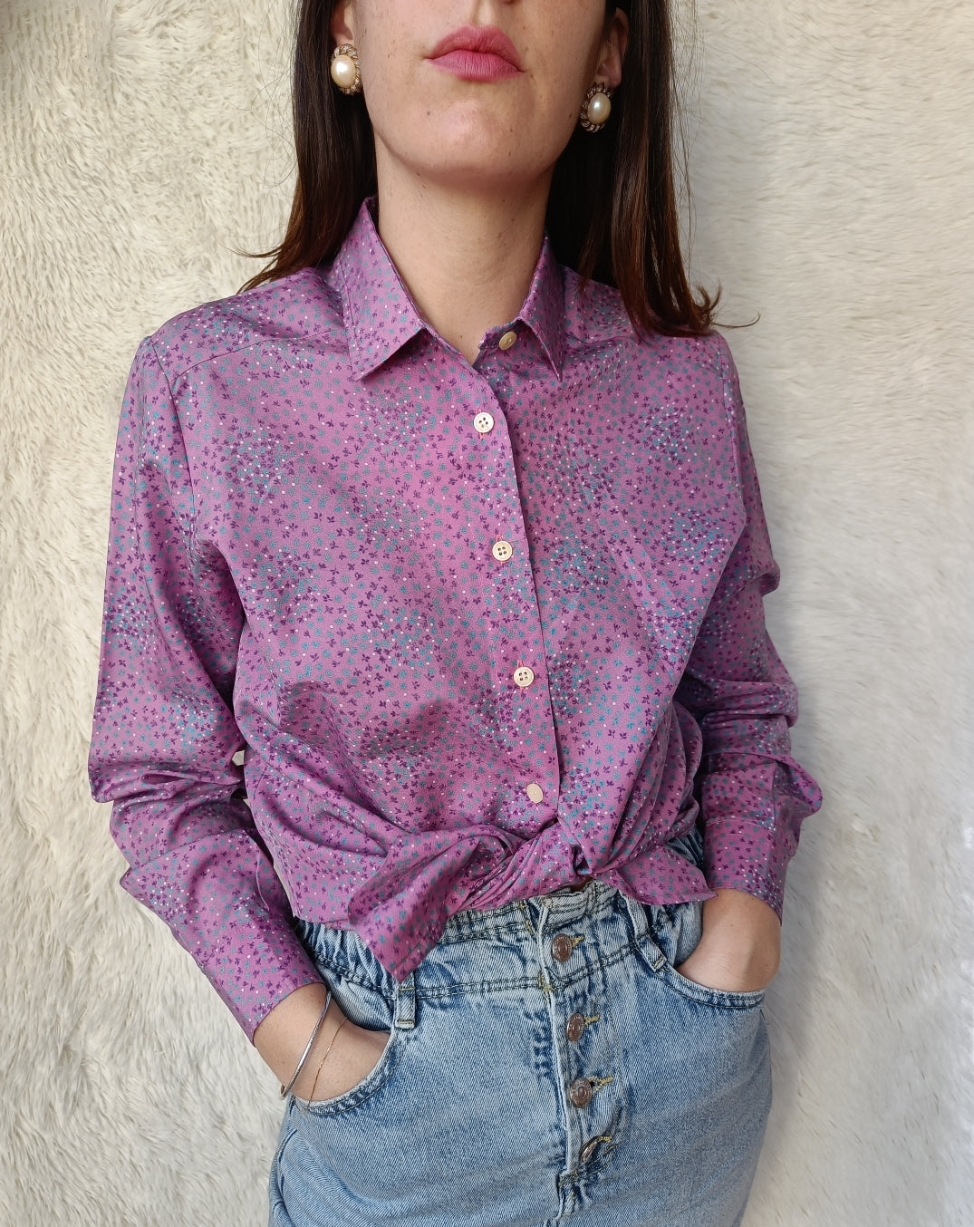 Camicia lilla fiorellini