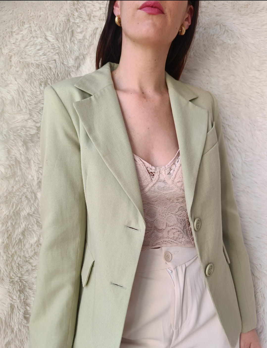 Blazer verde chiaro lino & cotone