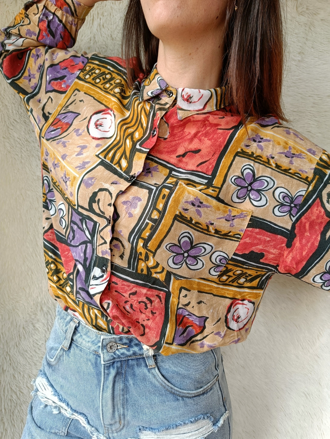 Camicia astratta floreale