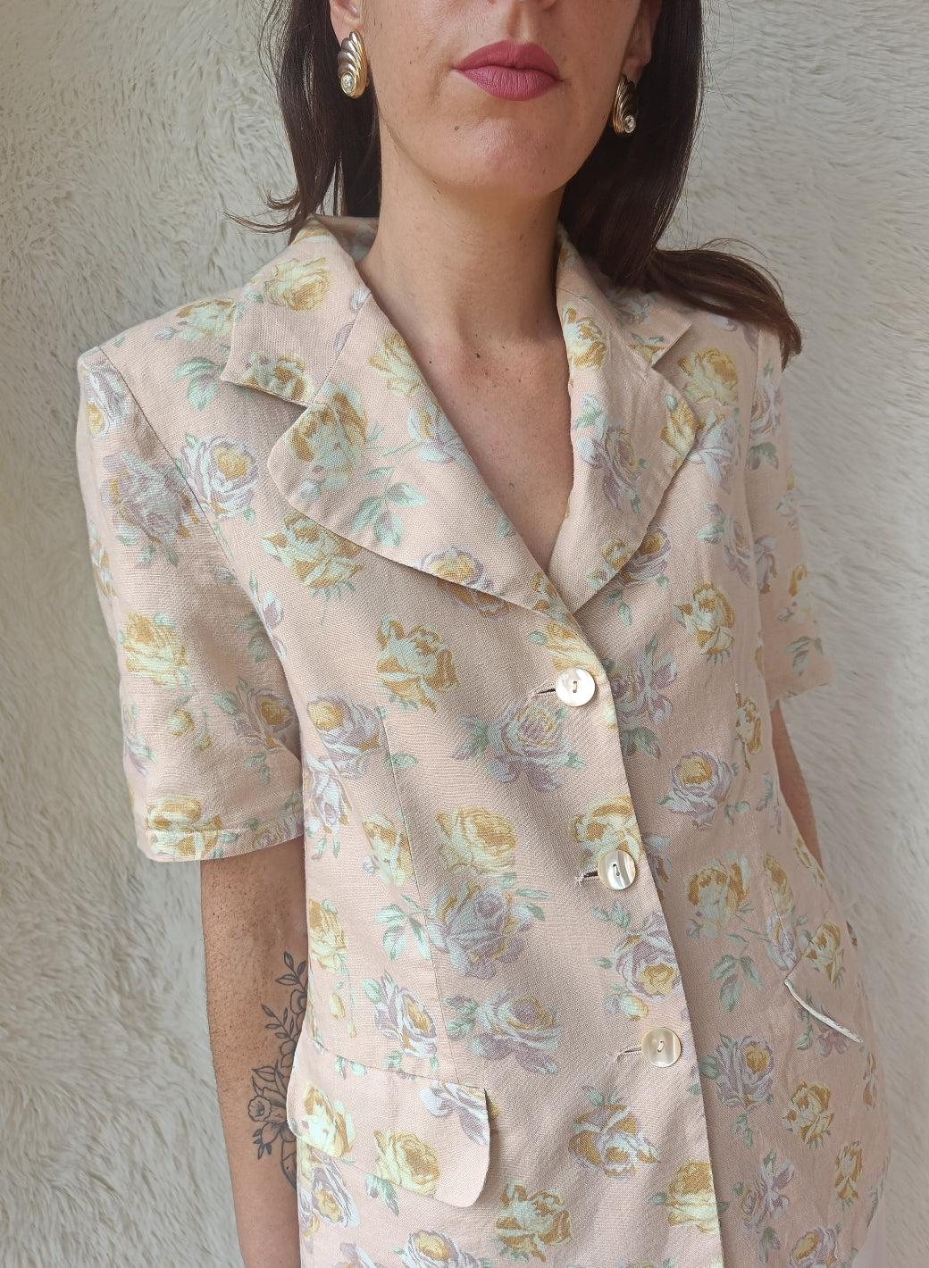 Blazer floreale misto lino
