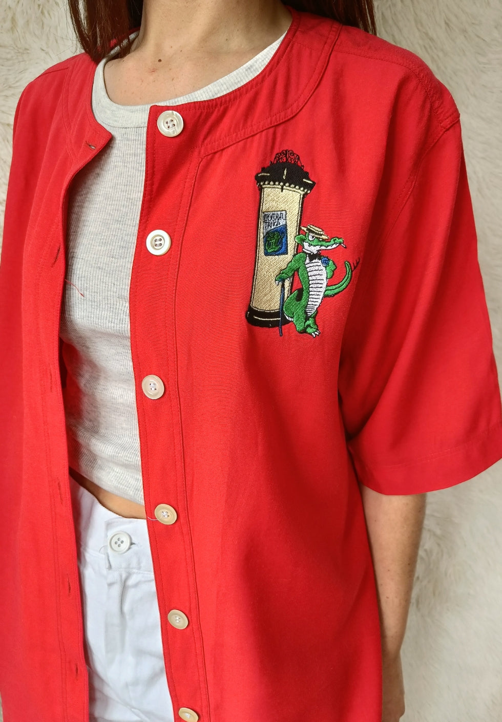 Camicia ricamata coccodrillo