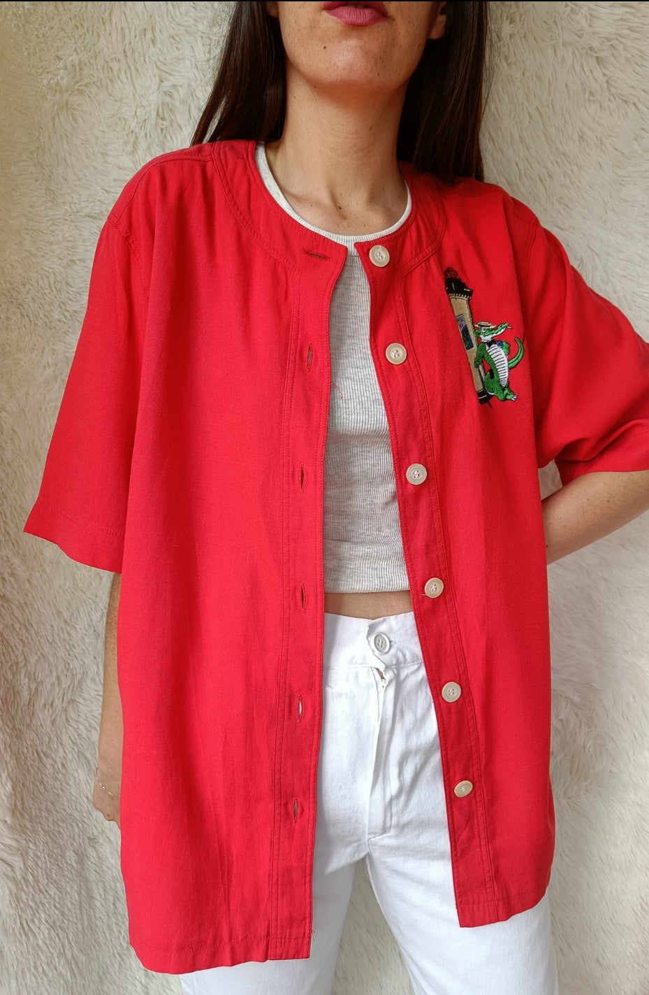 Camicia ricamata coccodrillo