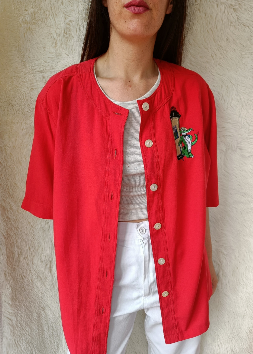 Camicia ricamata coccodrillo