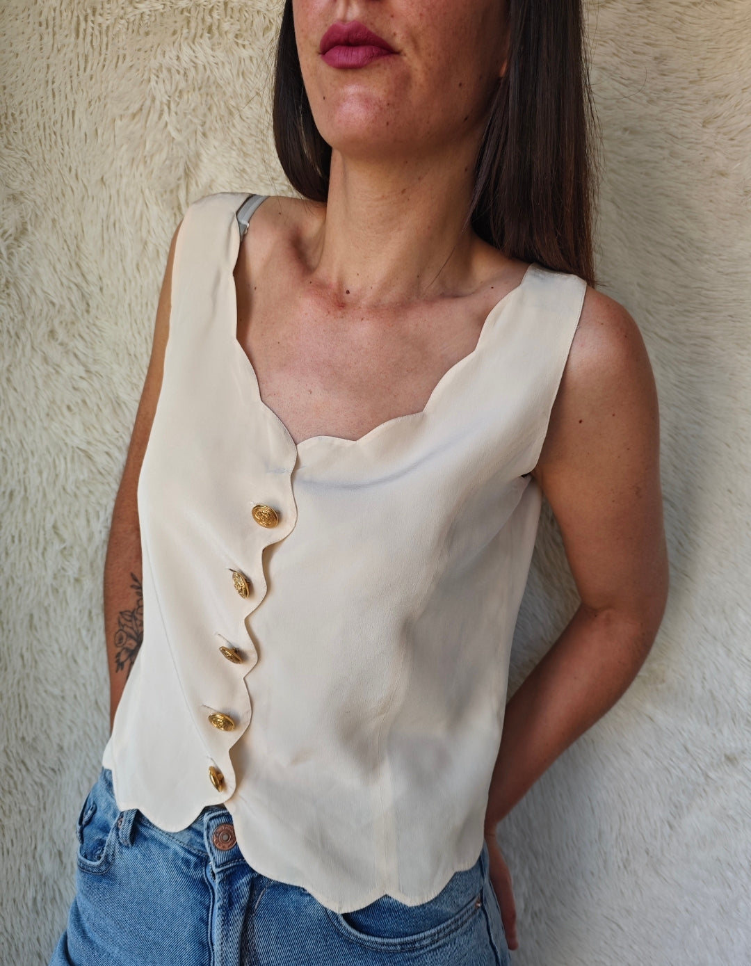 Top 100% seta crema