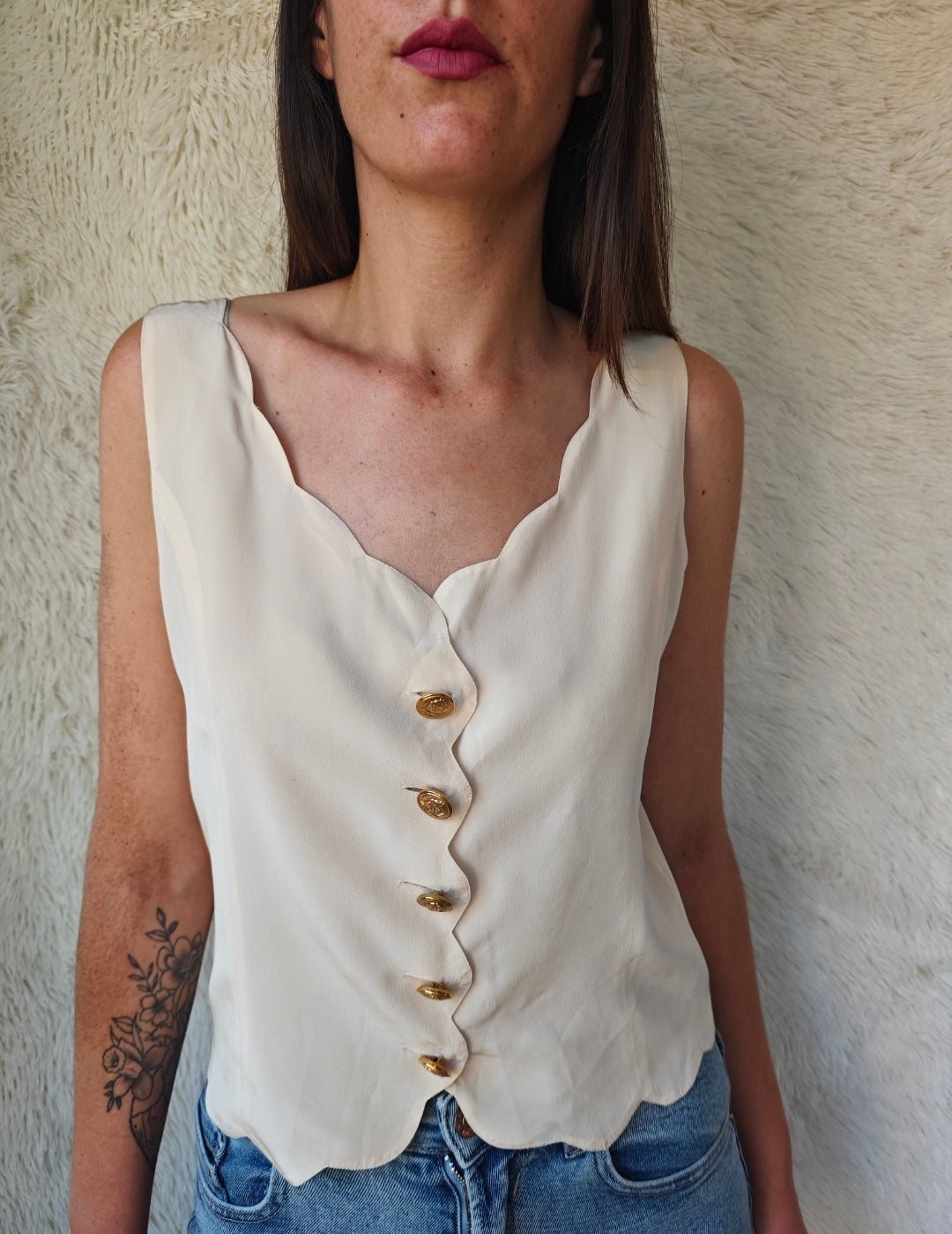 Top 100% seta crema