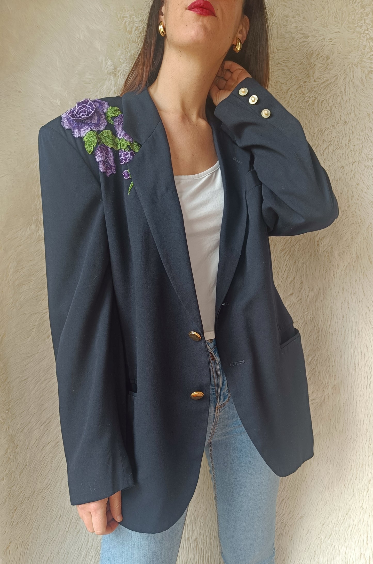 blazer ricamo floreale