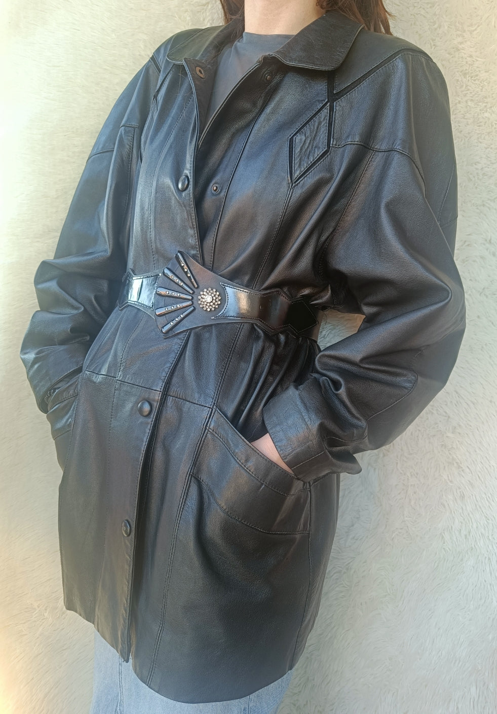 Trench vera pelle e camoscio