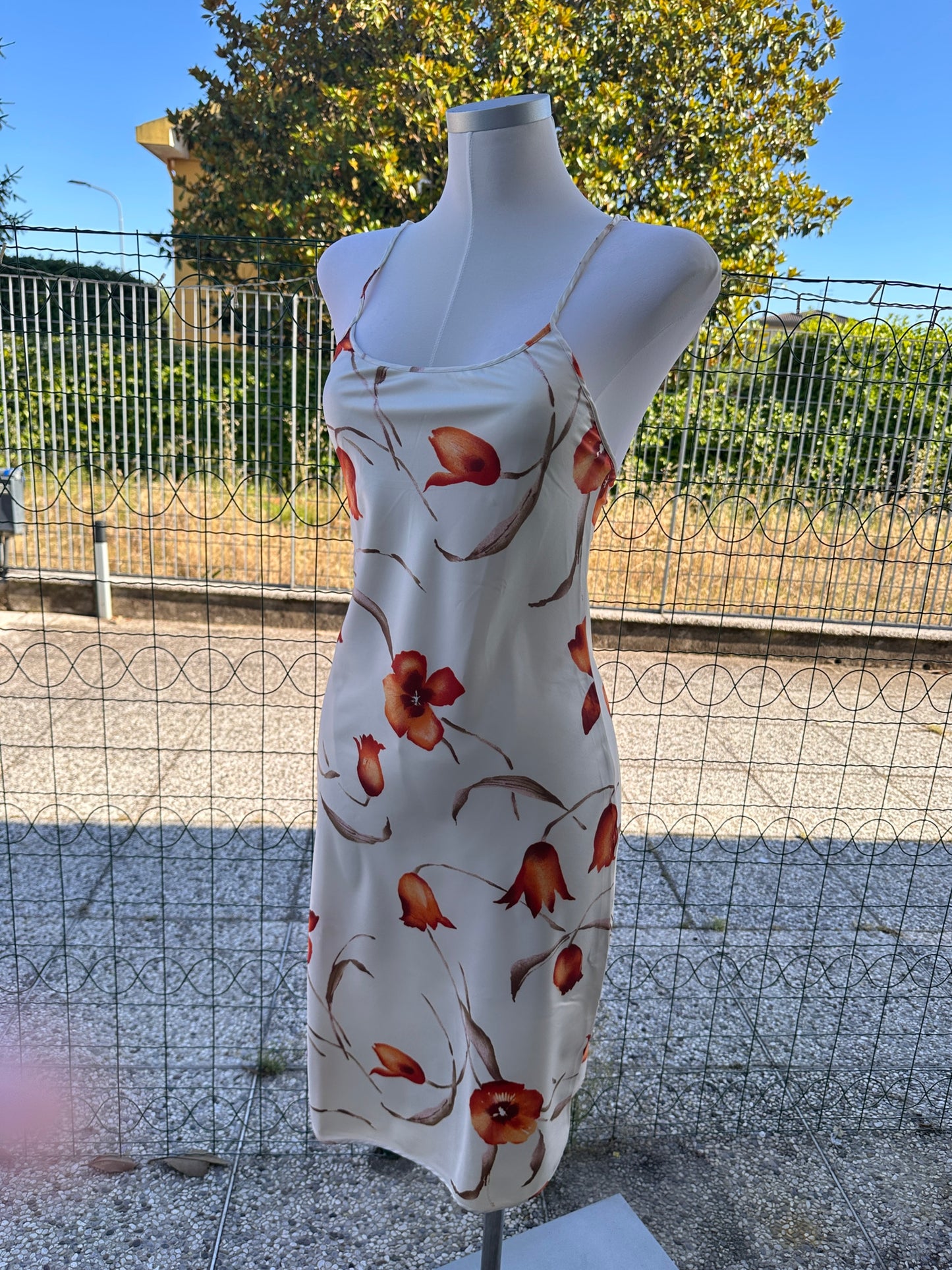 Slip dress midi a stampa floreale arancio⁠