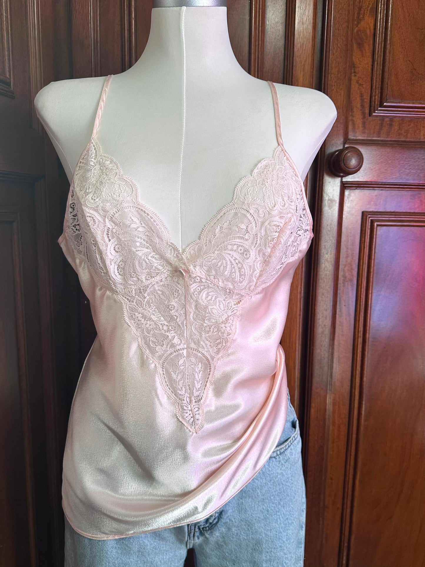 Pigiama rosa satin pizzo chantilly