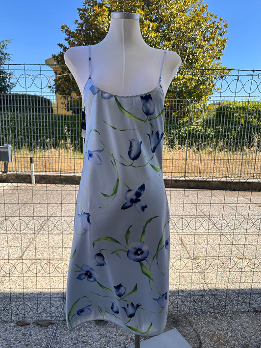 Slip dress midi a stampa floreale blu