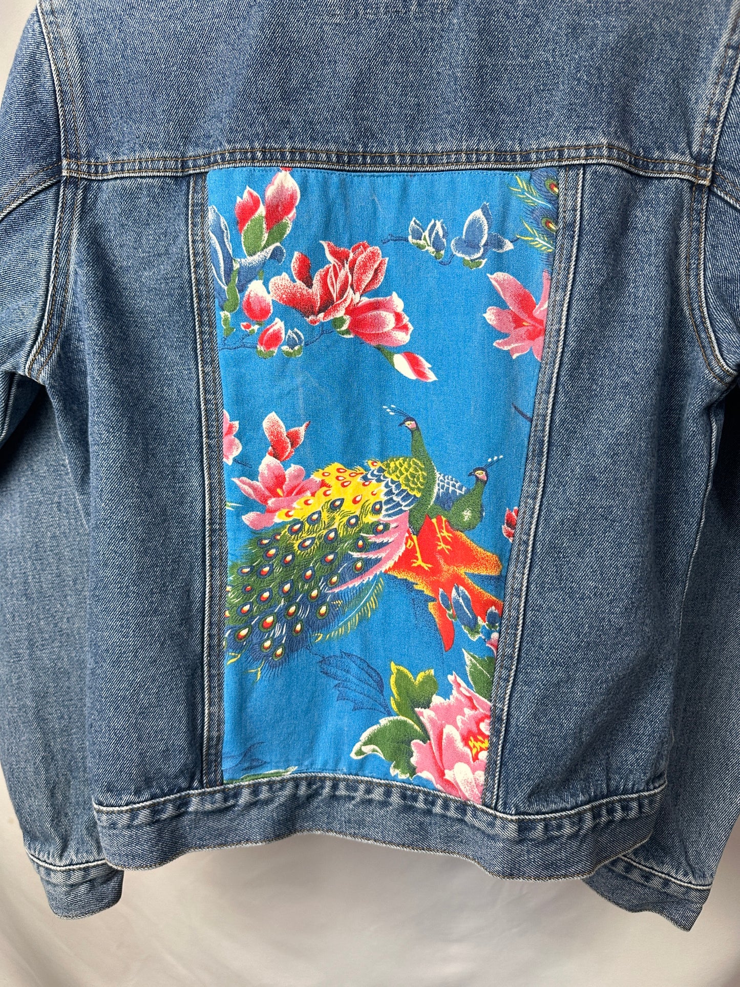 Peacock Garden – Upcycled Denim Jacket