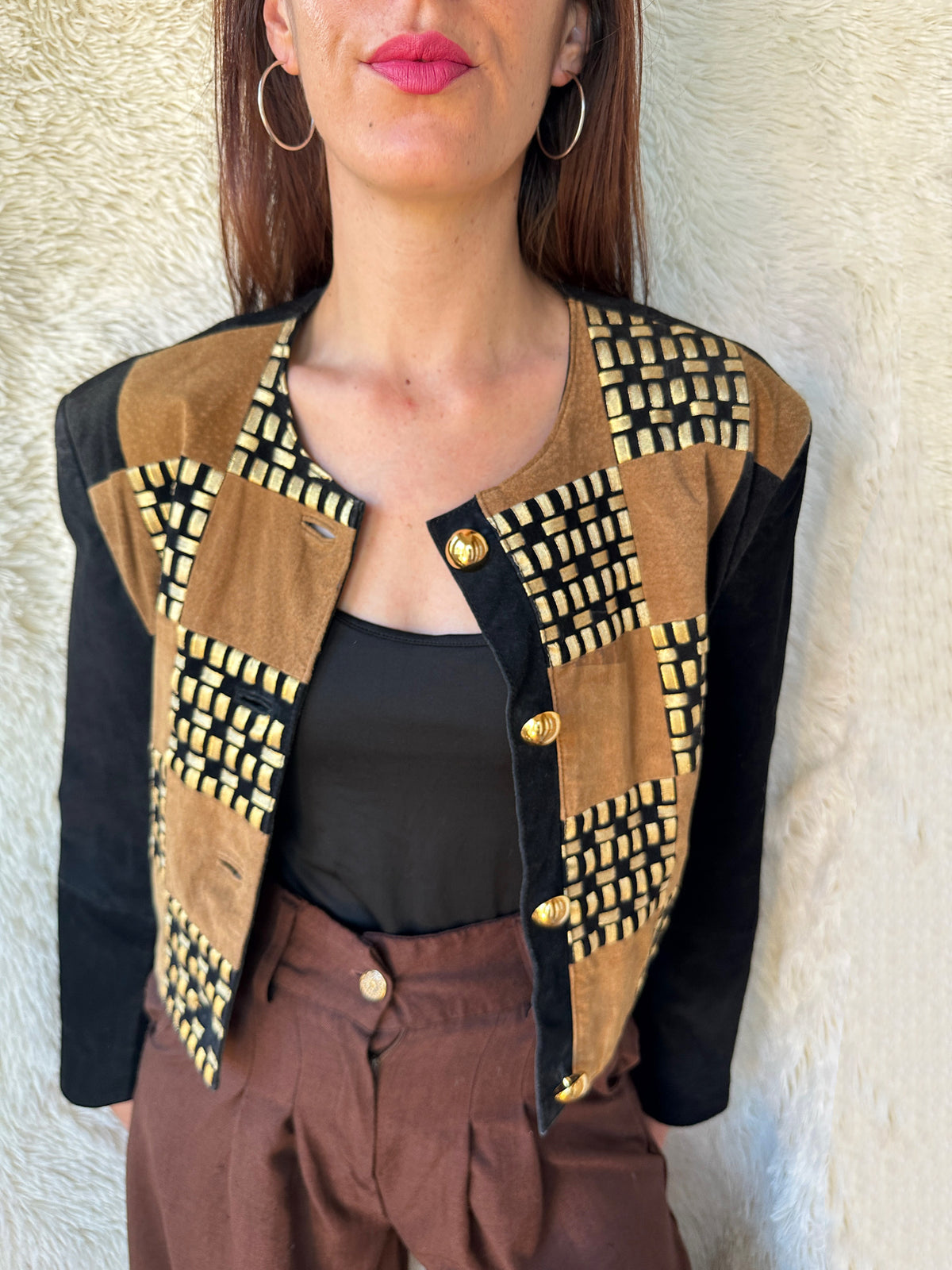 Giacca patchwork in camoscio