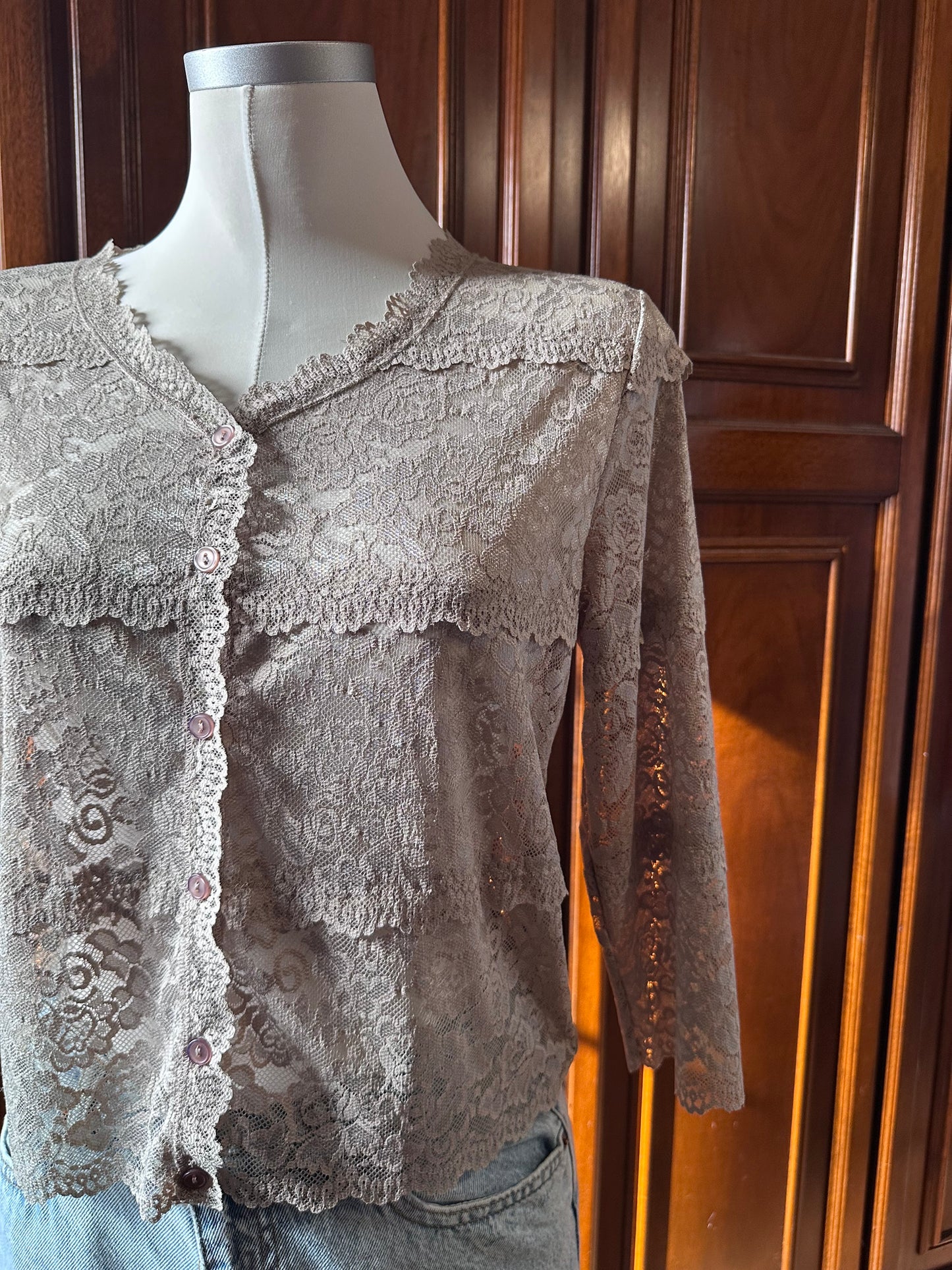 Lace cardigan sabbia