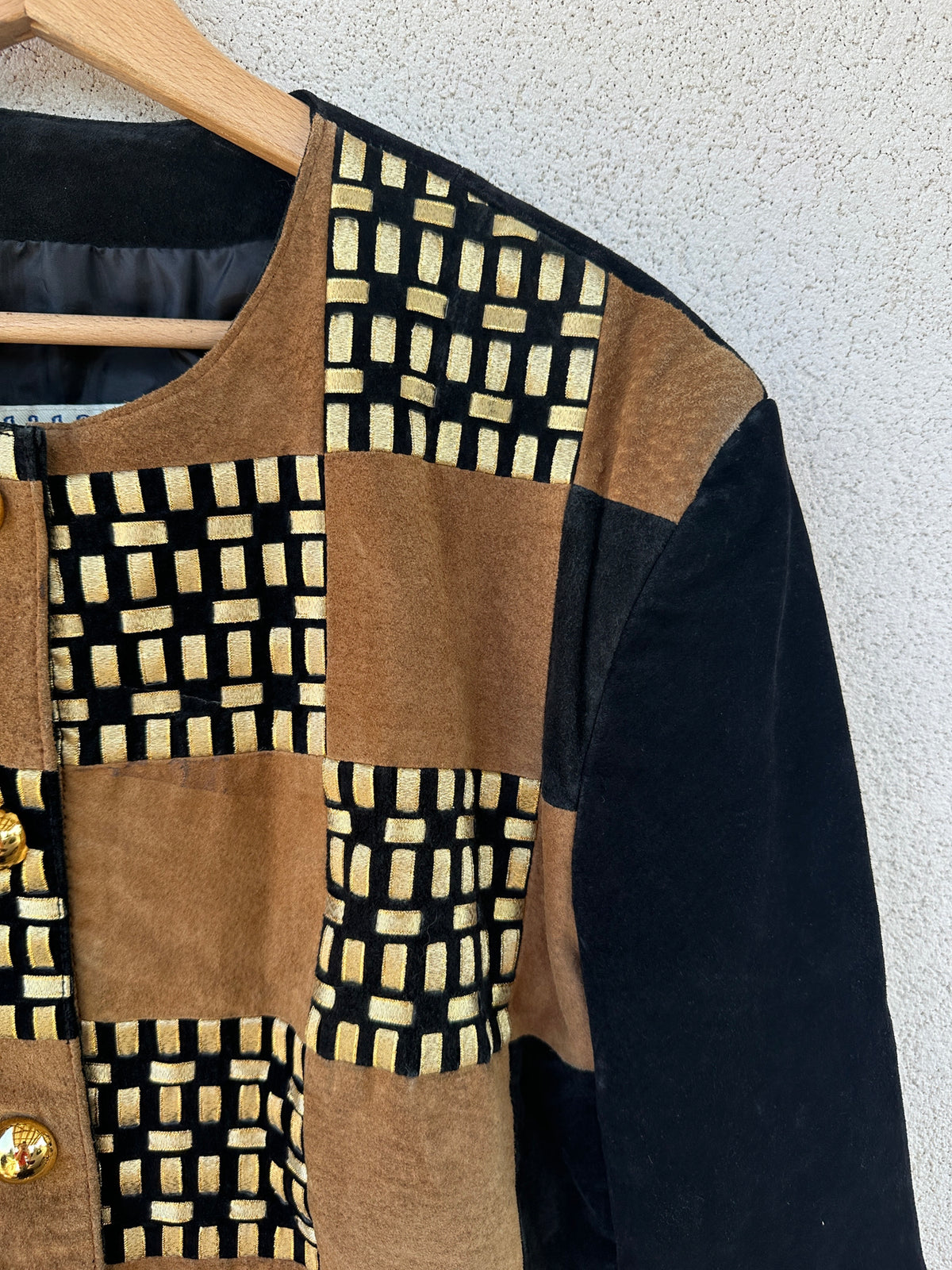 Giacca patchwork in camoscio