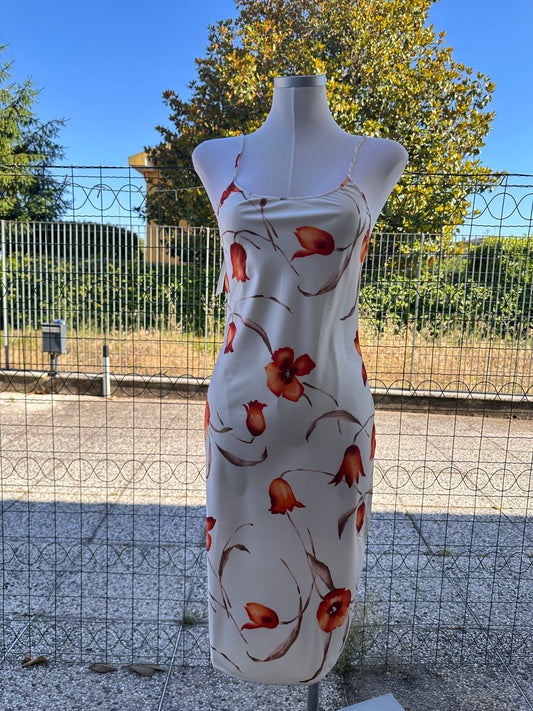 Slip dress midi a stampa floreale arancio⁠