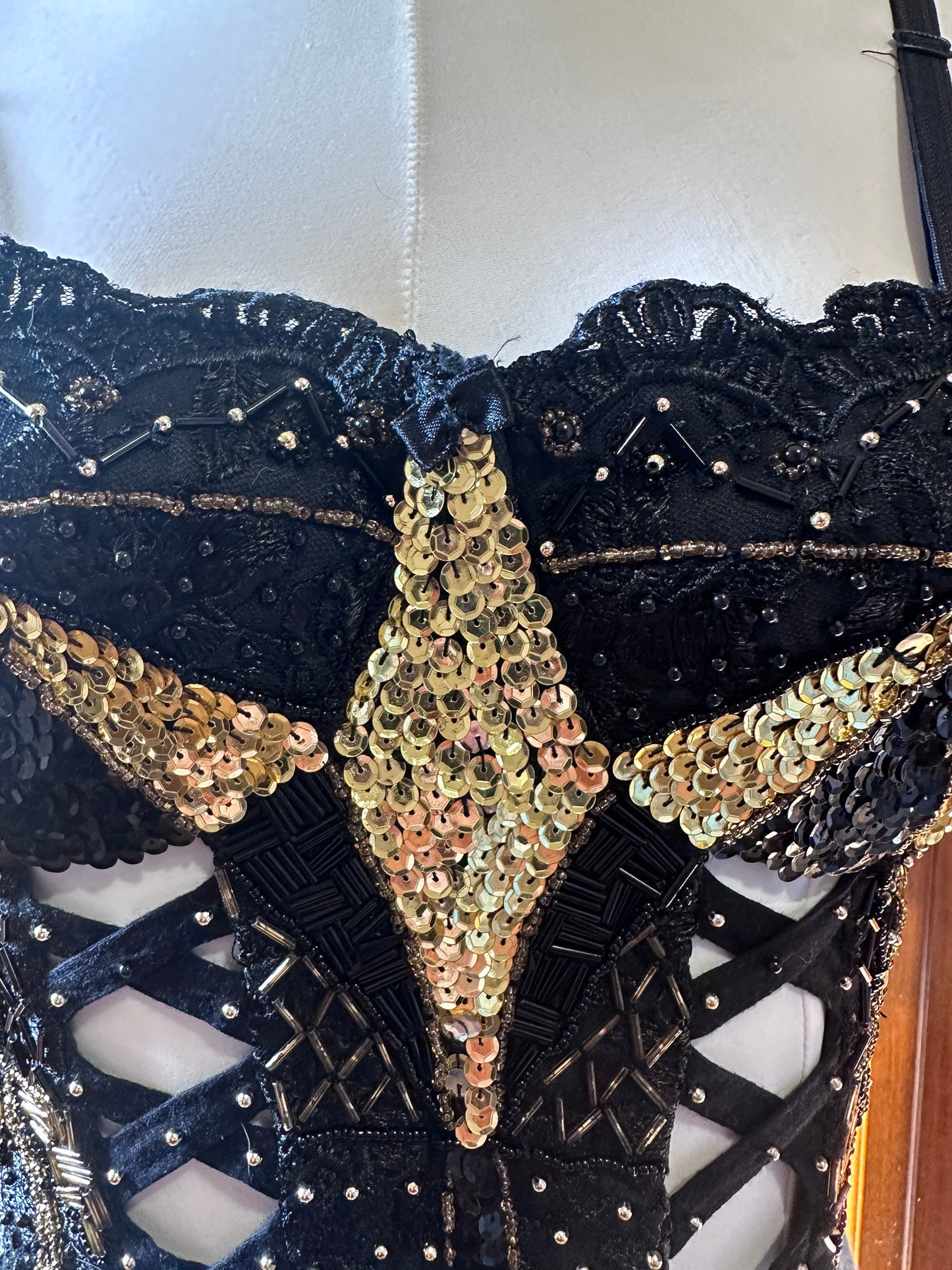 Black & Gold Beaded Corset