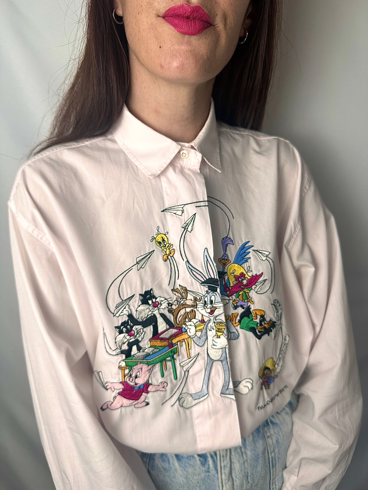 Camicia Looney Tunes rosa cipria