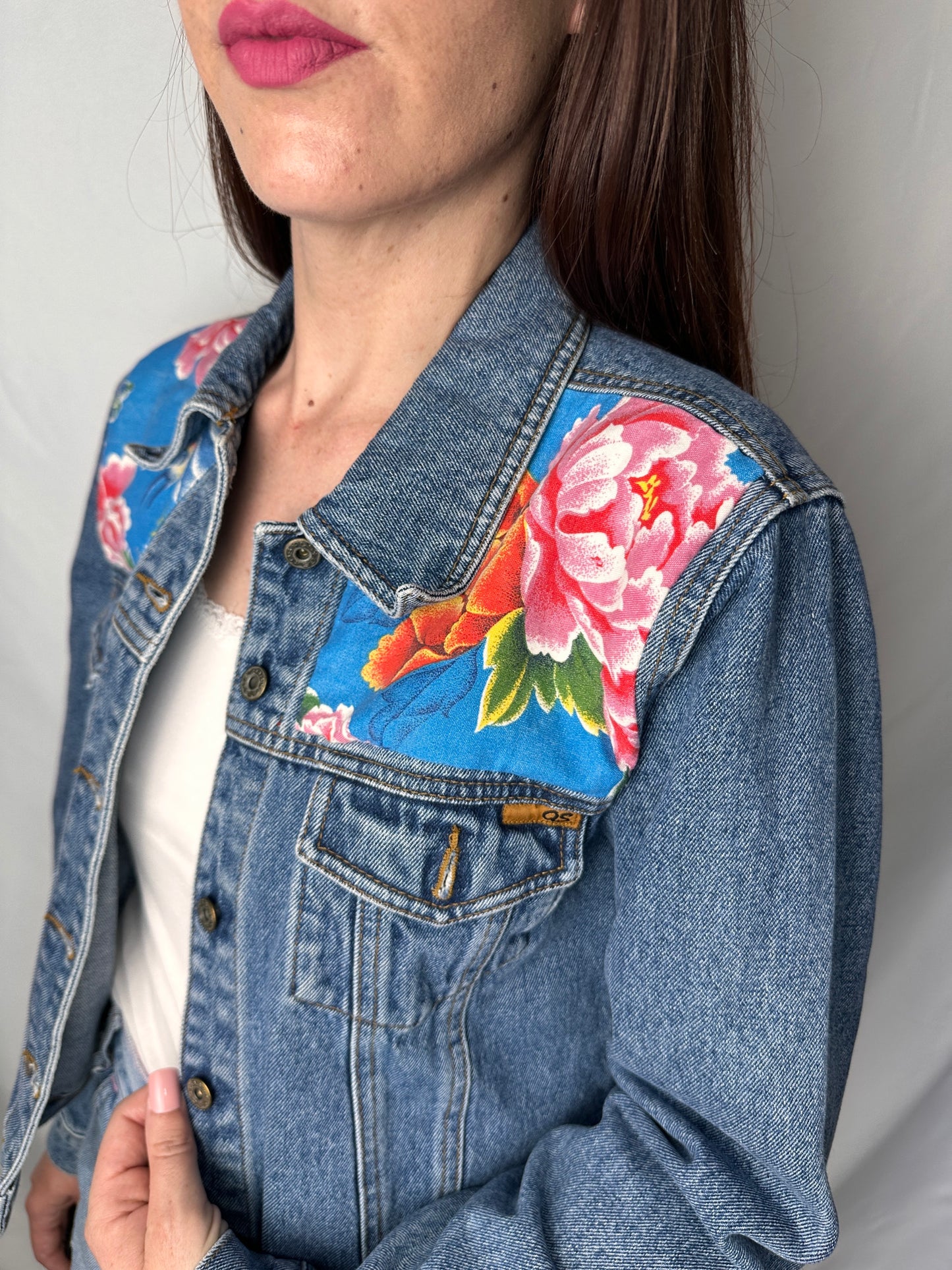 Peacock Garden – Upcycled Denim Jacket
