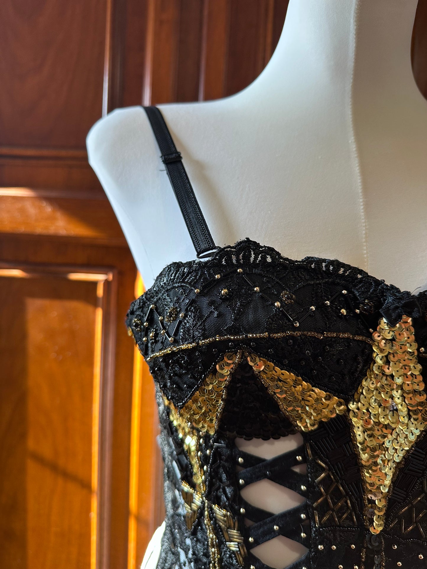 Black & Gold Beaded Corset