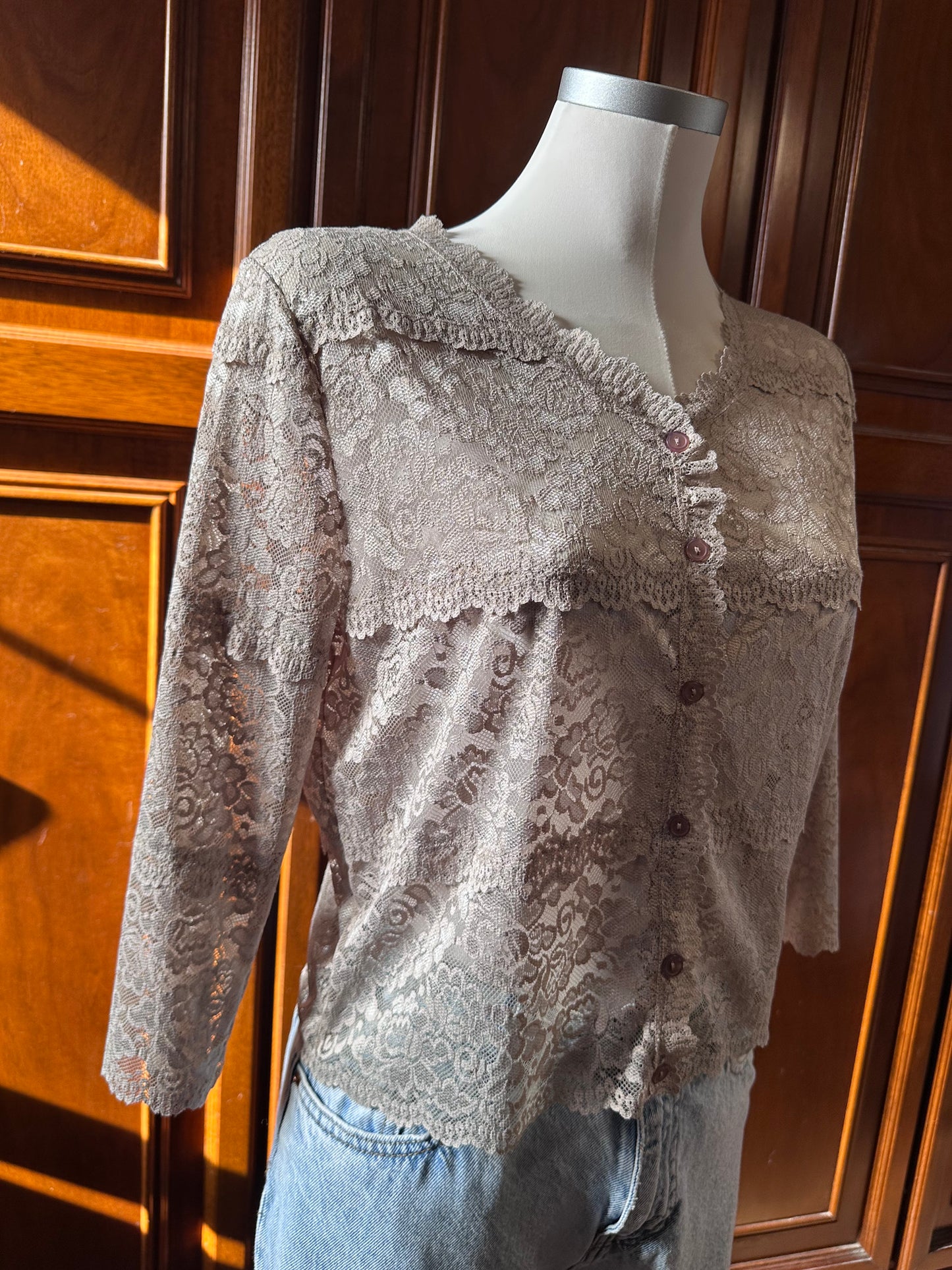 Lace cardigan sabbia