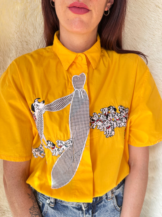 Camicia Vintage Disney 101 Dalmata gialla Patch Check