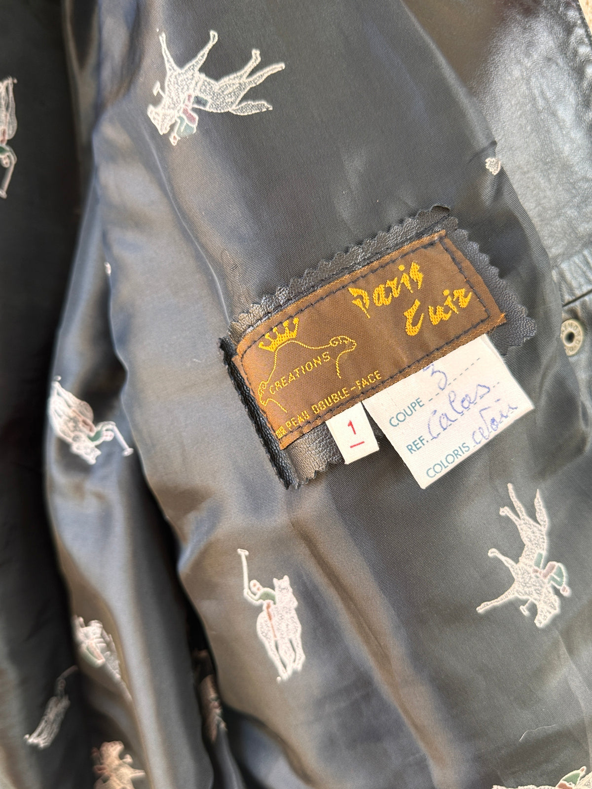 Bomber pelle fantasia geometrica