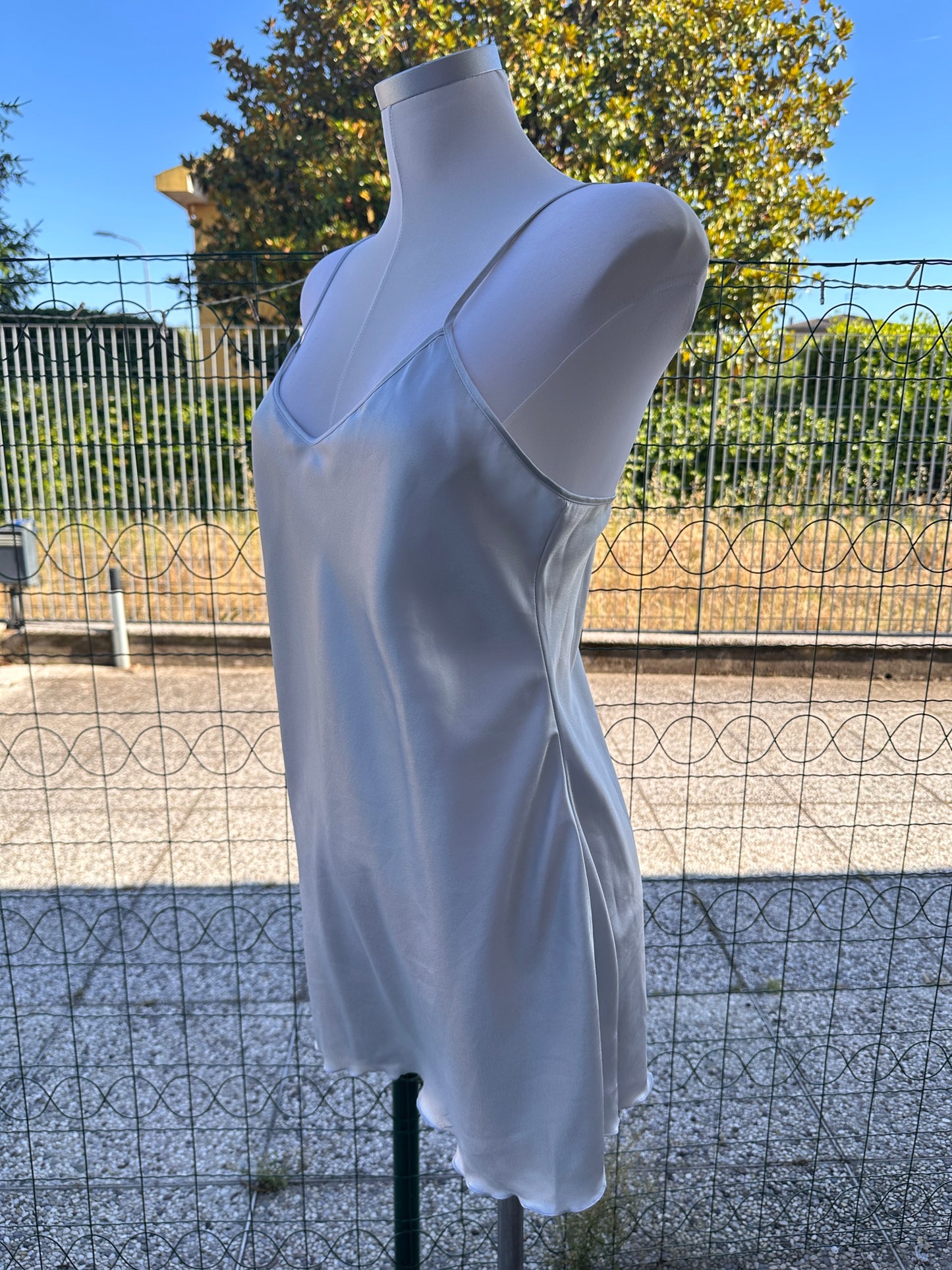 Slip dress satinato grigio perla