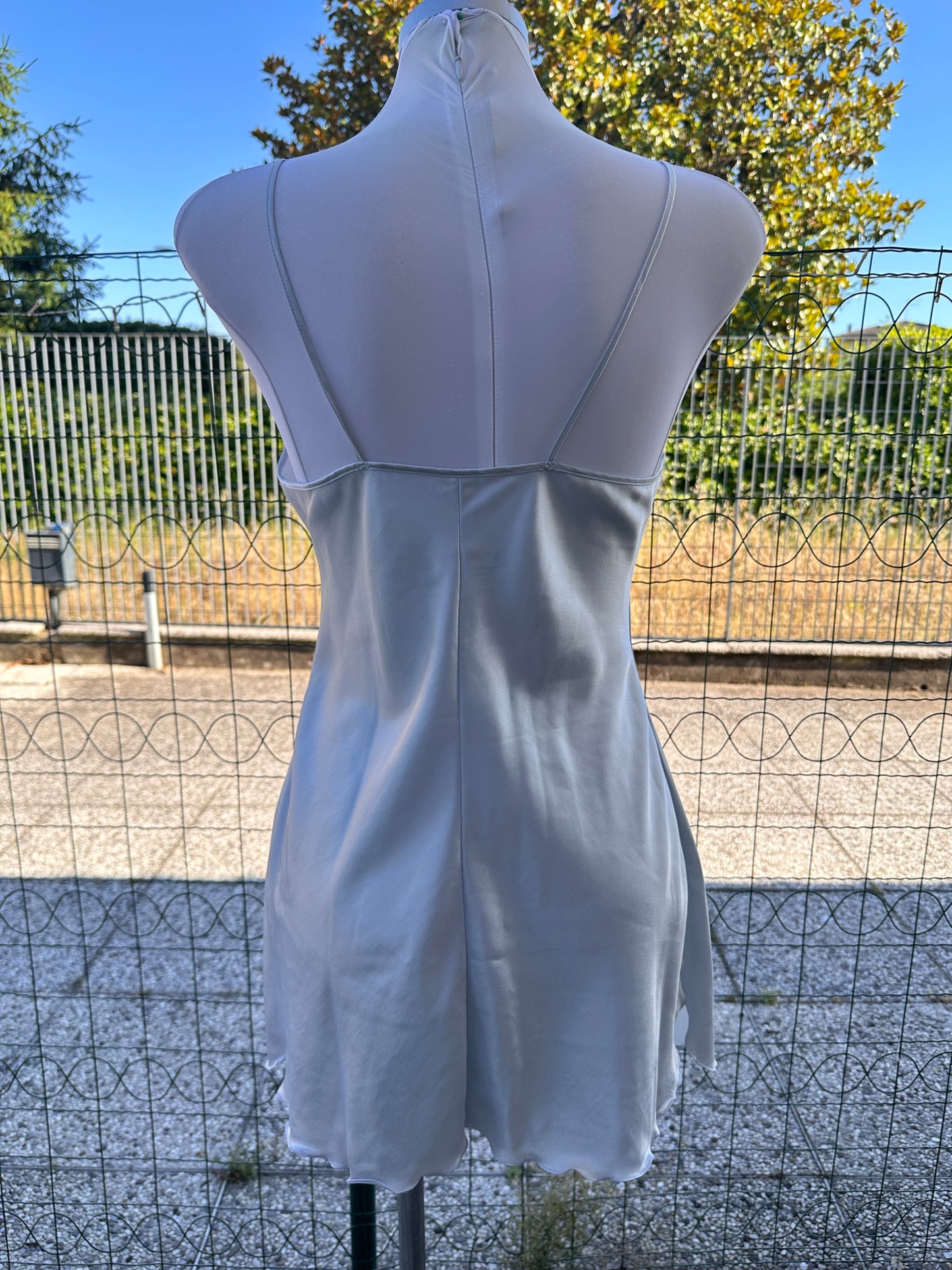 Slip dress satinato grigio perla