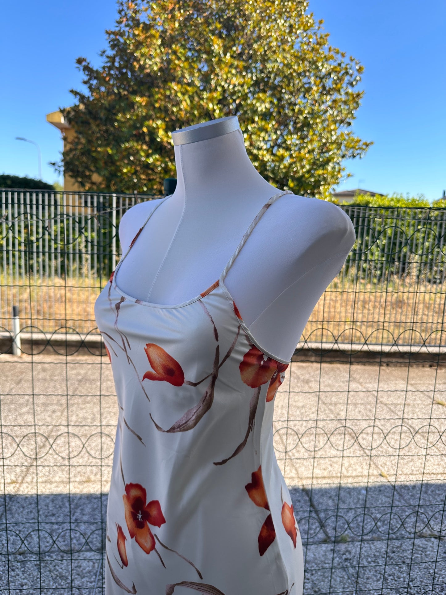 Slip dress midi a stampa floreale arancio⁠