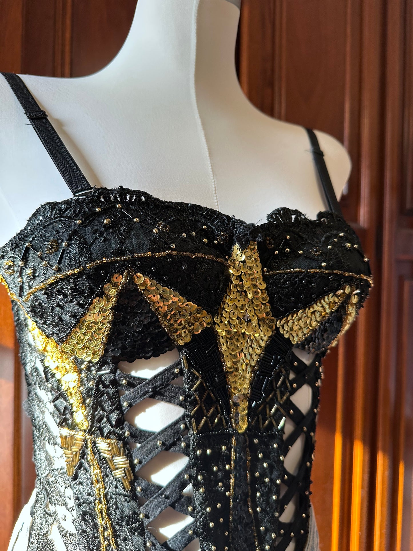 Black & Gold Beaded Corset