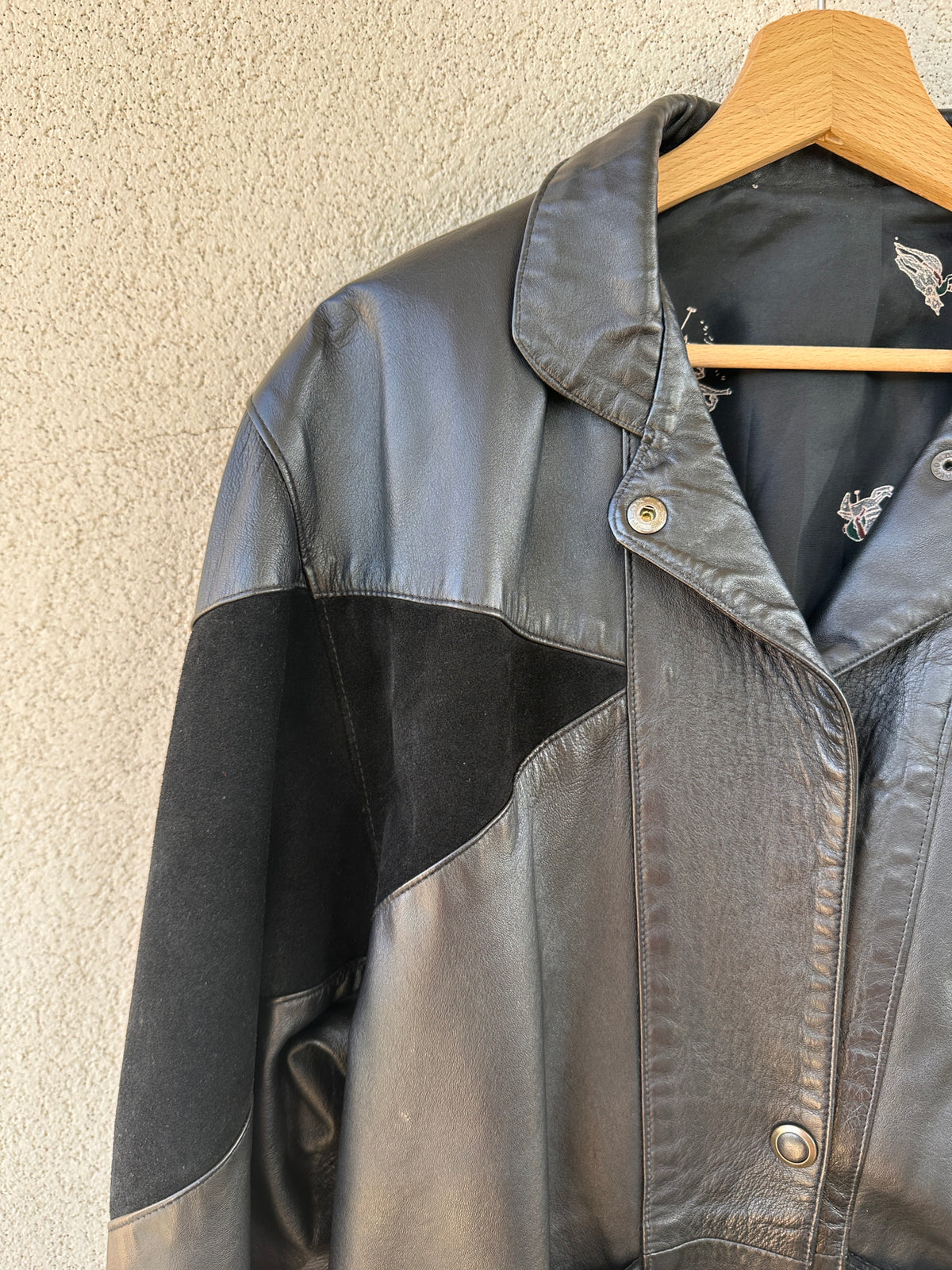 Bomber pelle fantasia geometrica