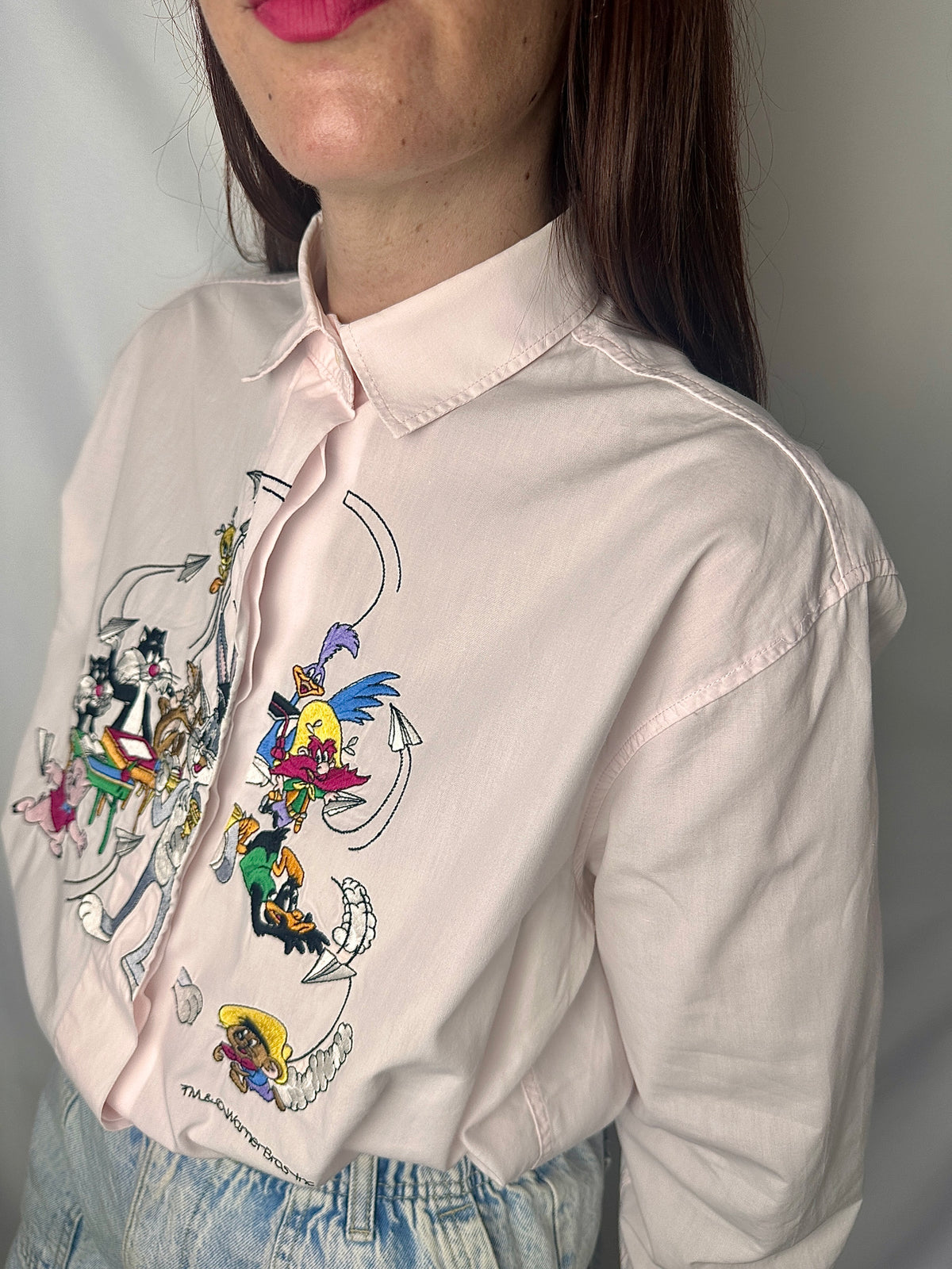 Camicia Looney Tunes rosa cipria