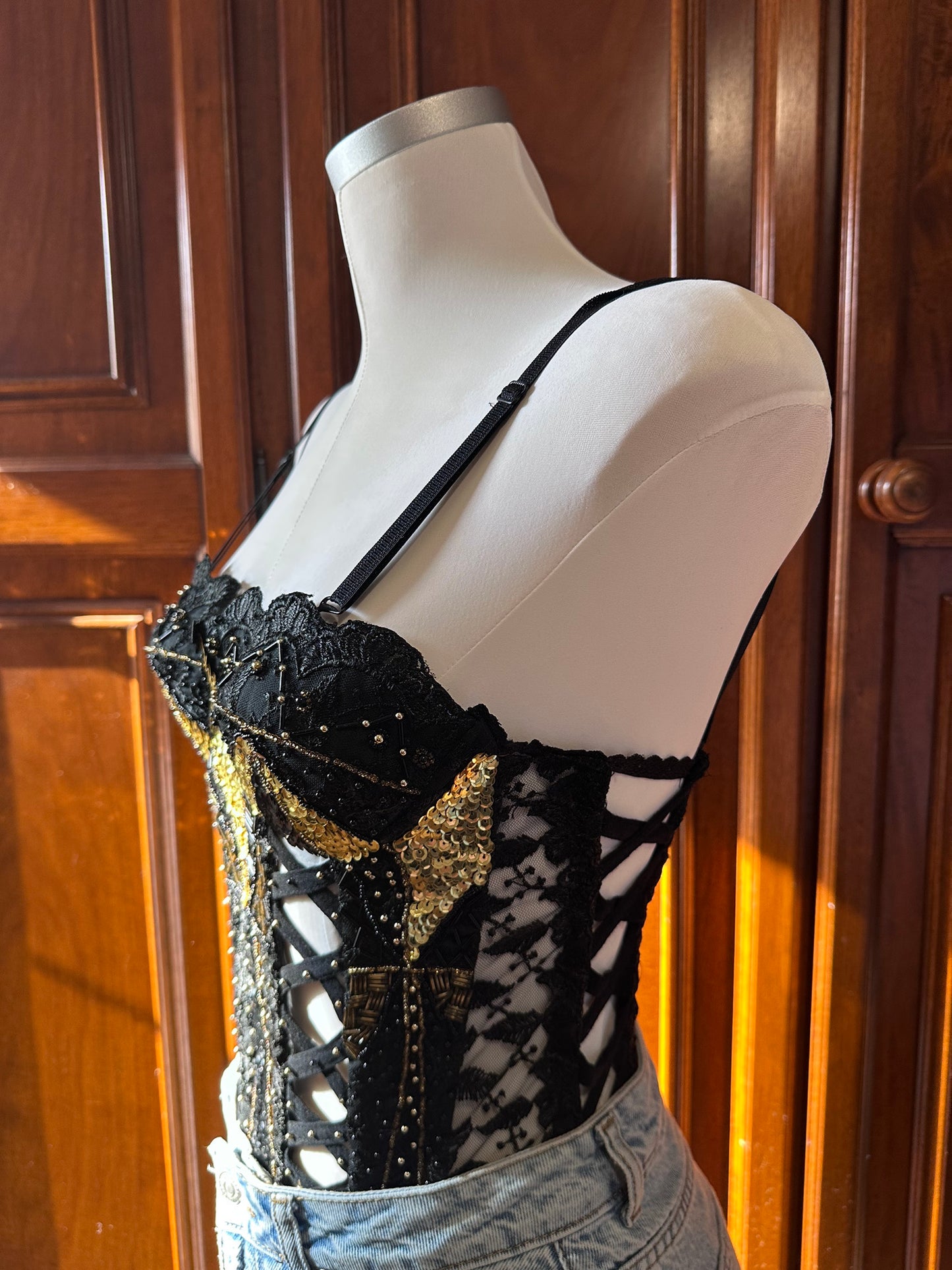 Black & Gold Beaded Corset