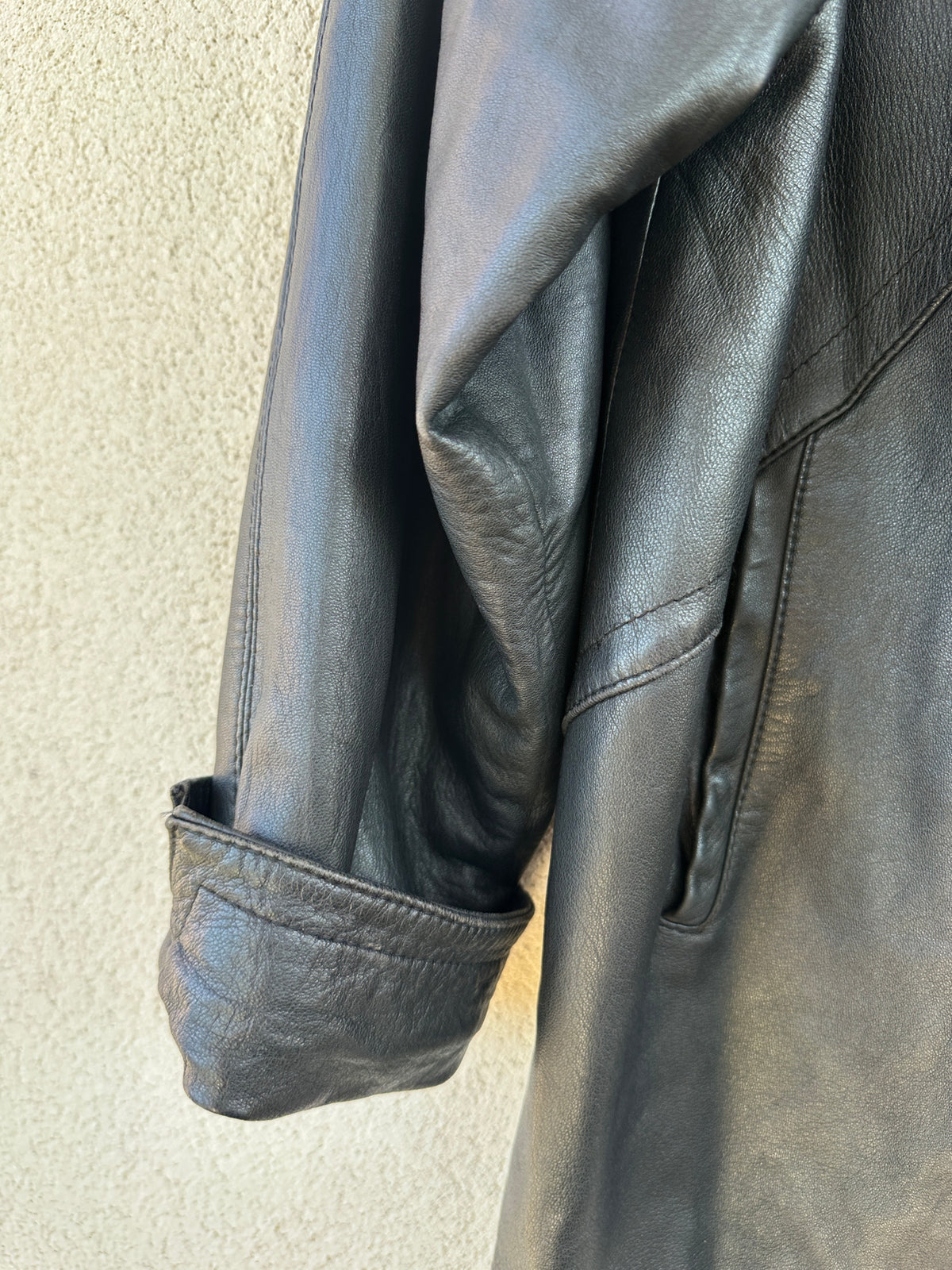 Giacca in pelle con collo alla coreana