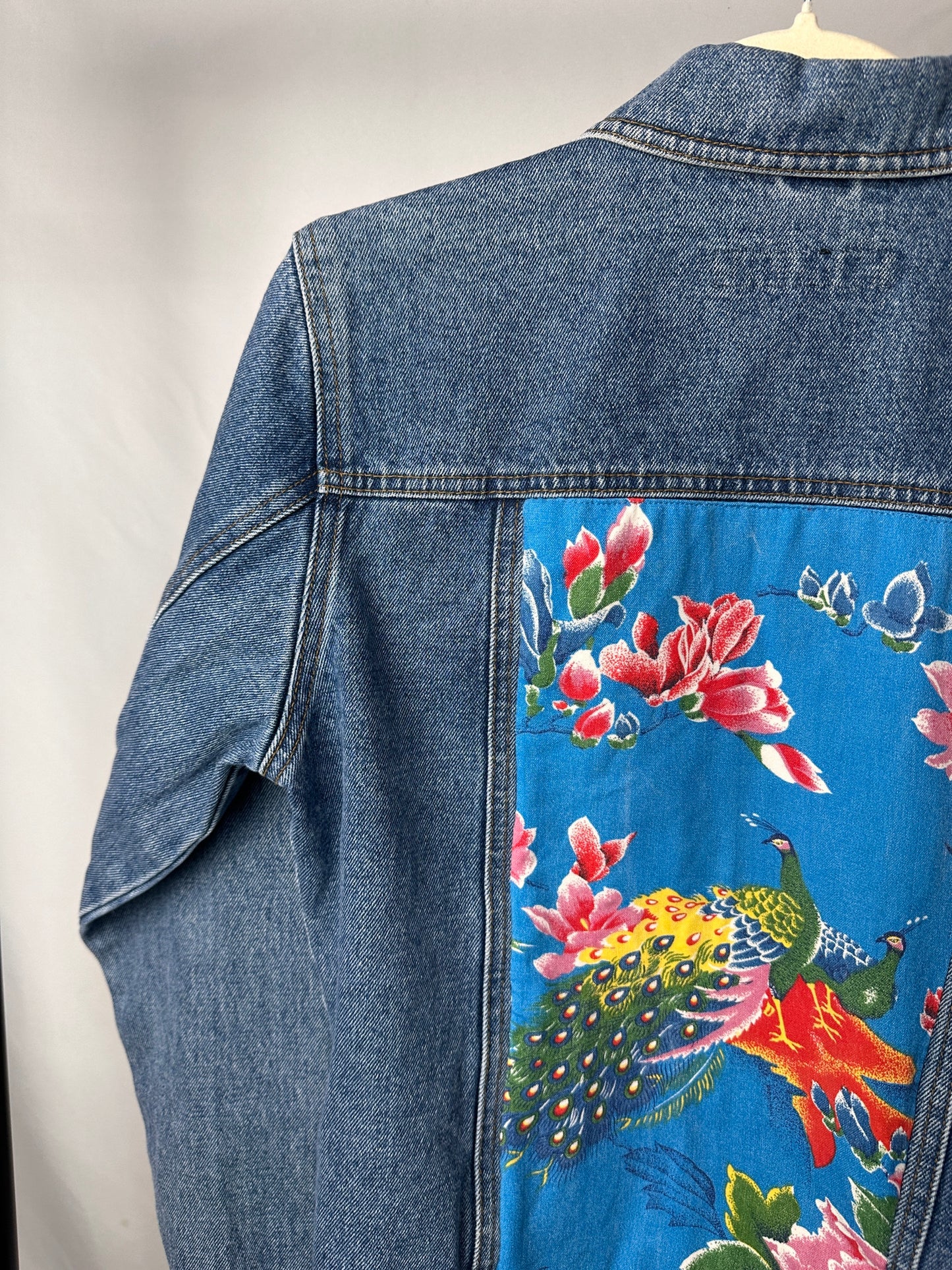Peacock Garden – Upcycled Denim Jacket