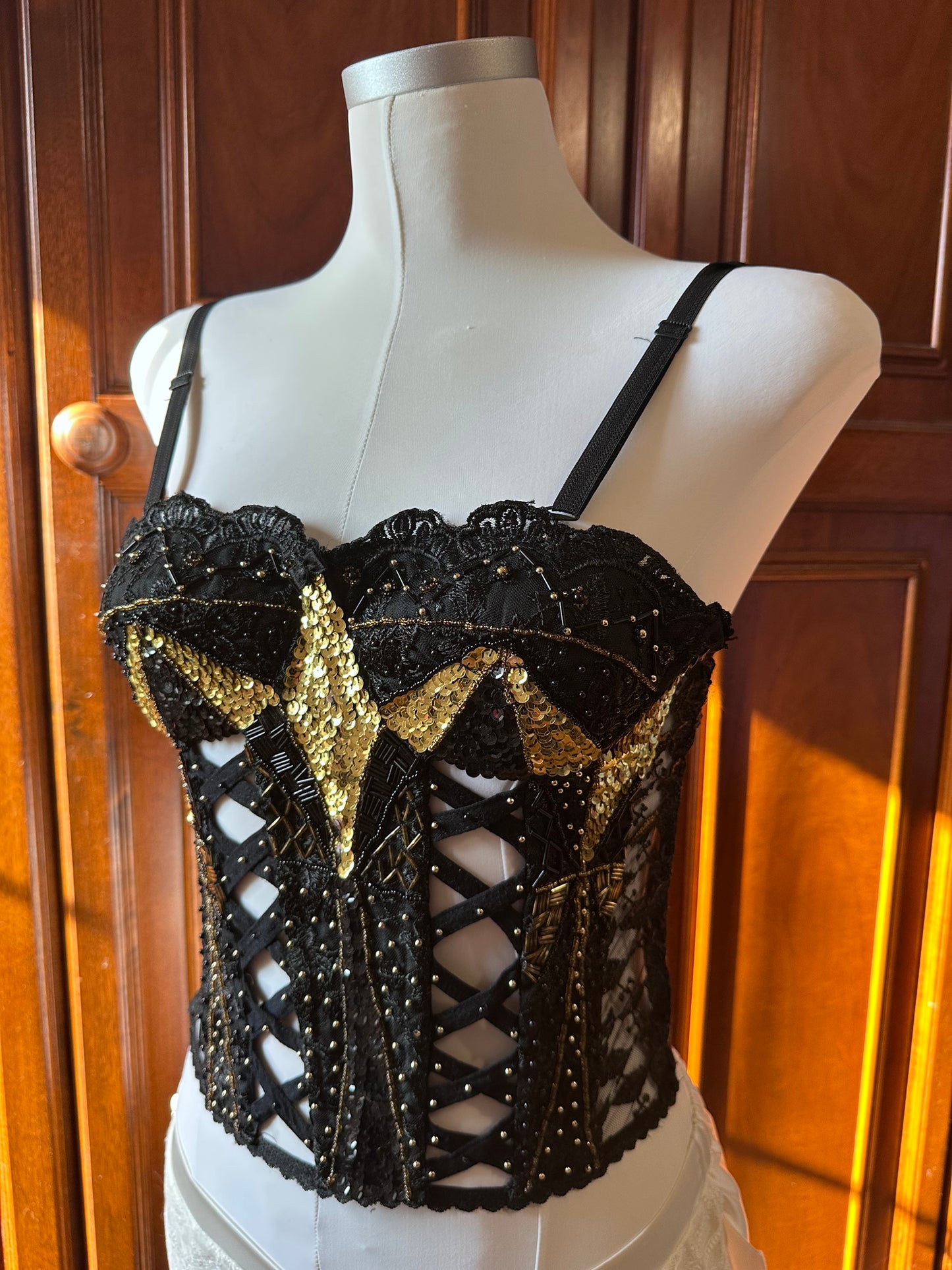 Black & Gold Beaded Corset