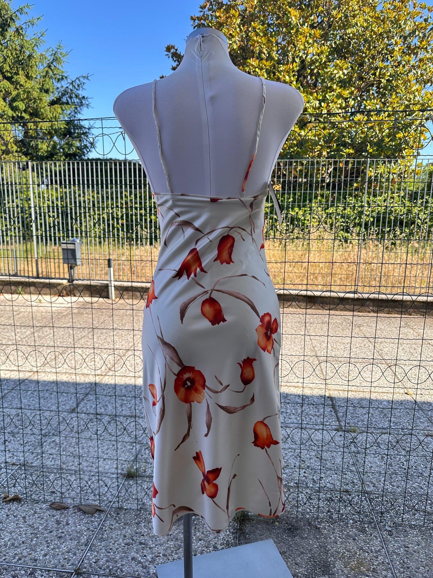 Slip dress midi a stampa floreale arancio⁠