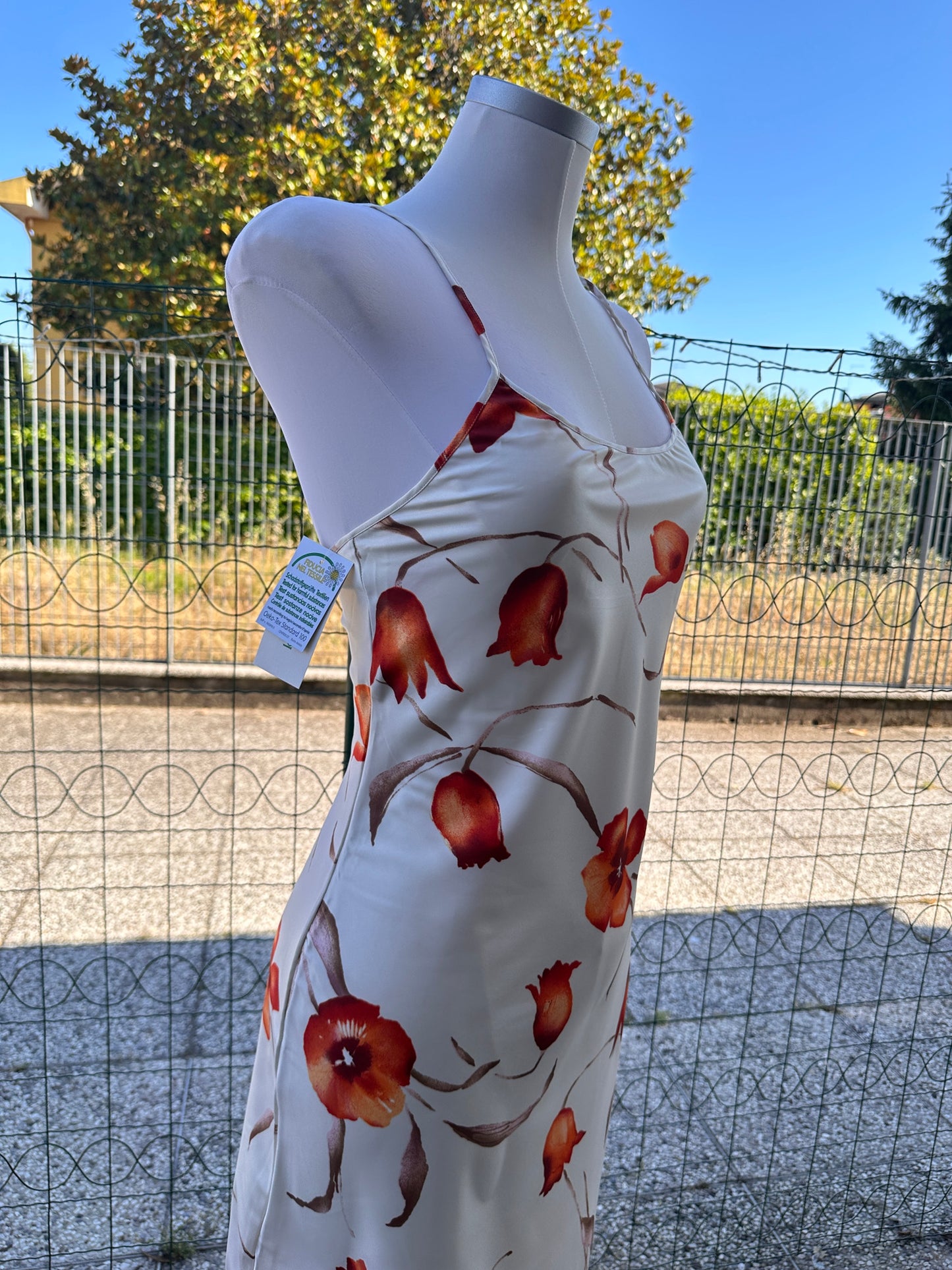 Slip dress midi a stampa floreale arancio⁠